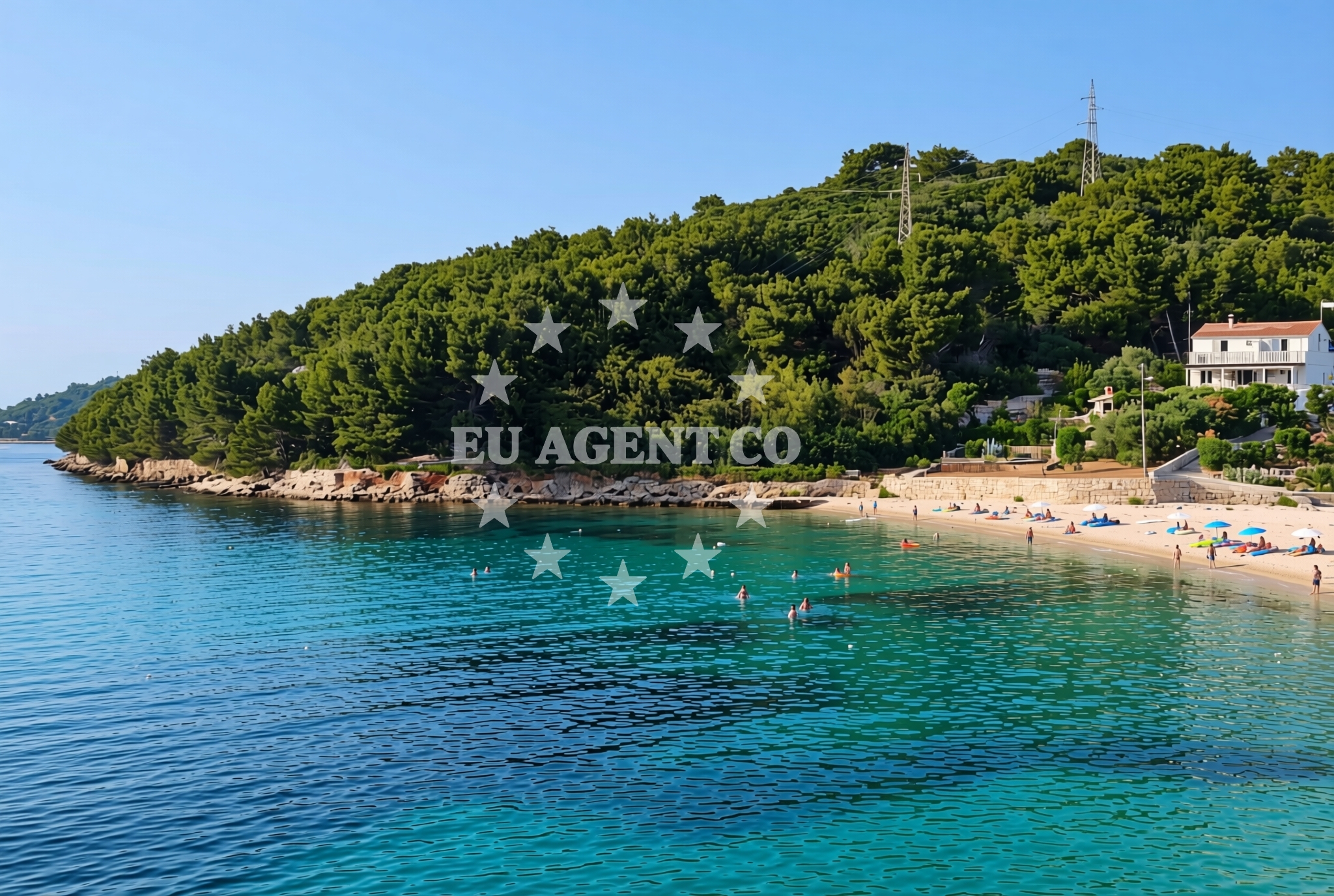 Shoreline and swimming area at Garmina, Rava (Rava) Beach in Garmina