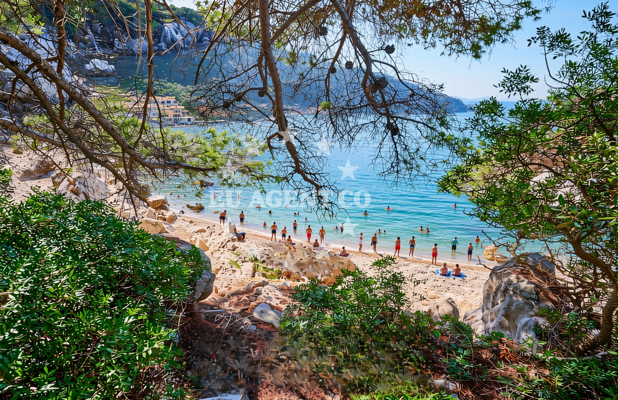 Sea and coastal view of Gavranić jug, Kampor (Rab) Beach in Gavranić jug