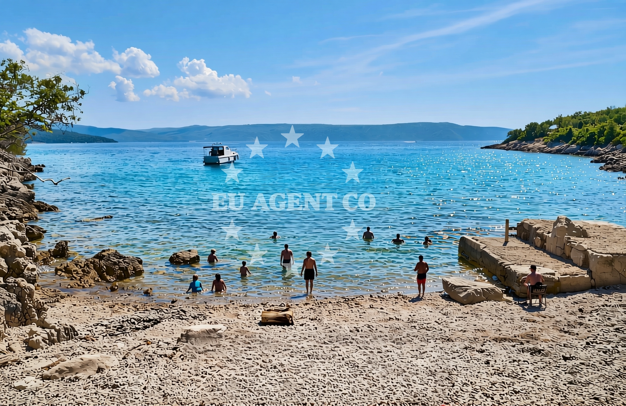 Overview of Gavza, Cres (Cres) Beach in Gavza