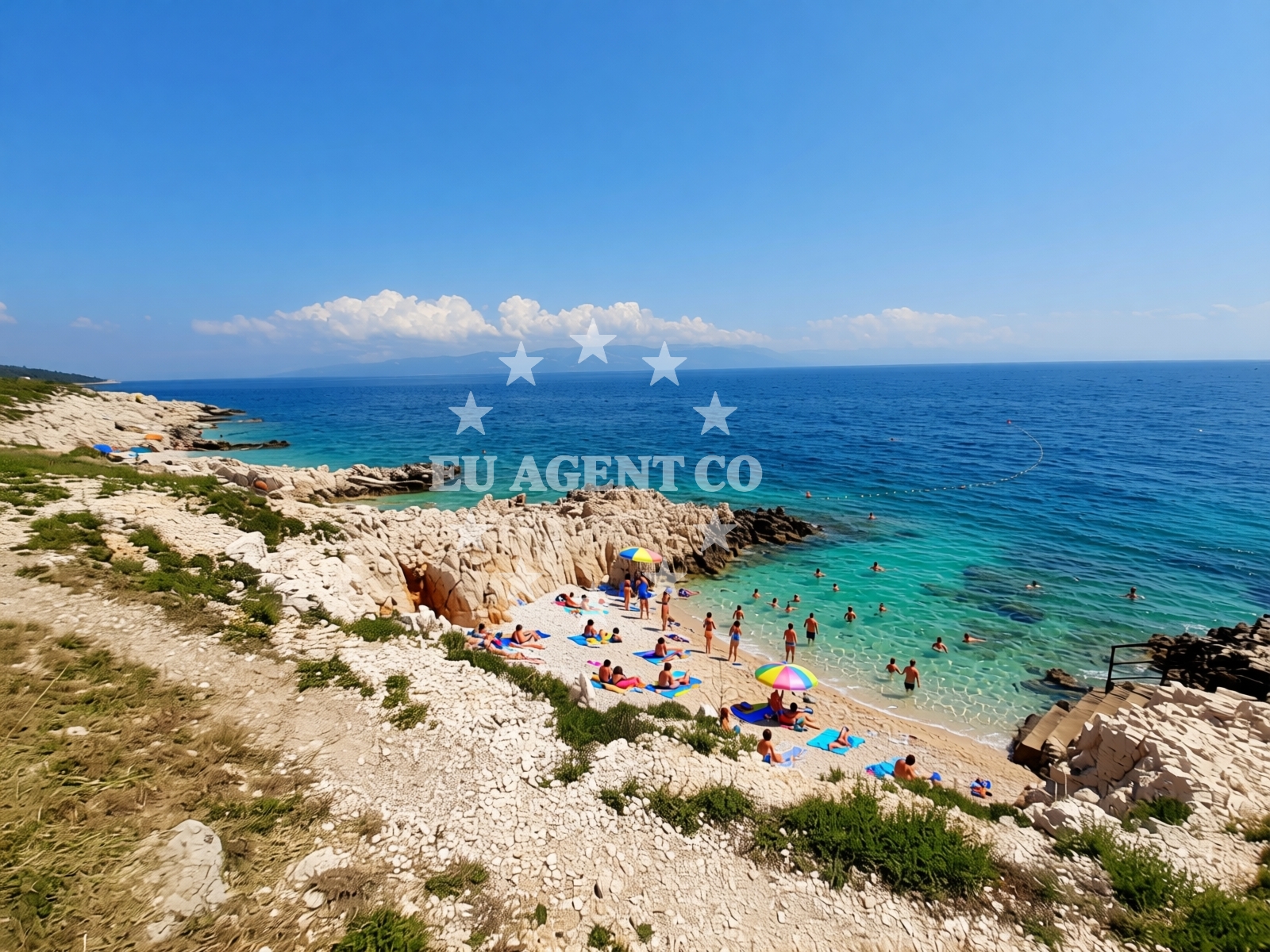 Overview of Girandella beach II in Girandella 7, Rabac