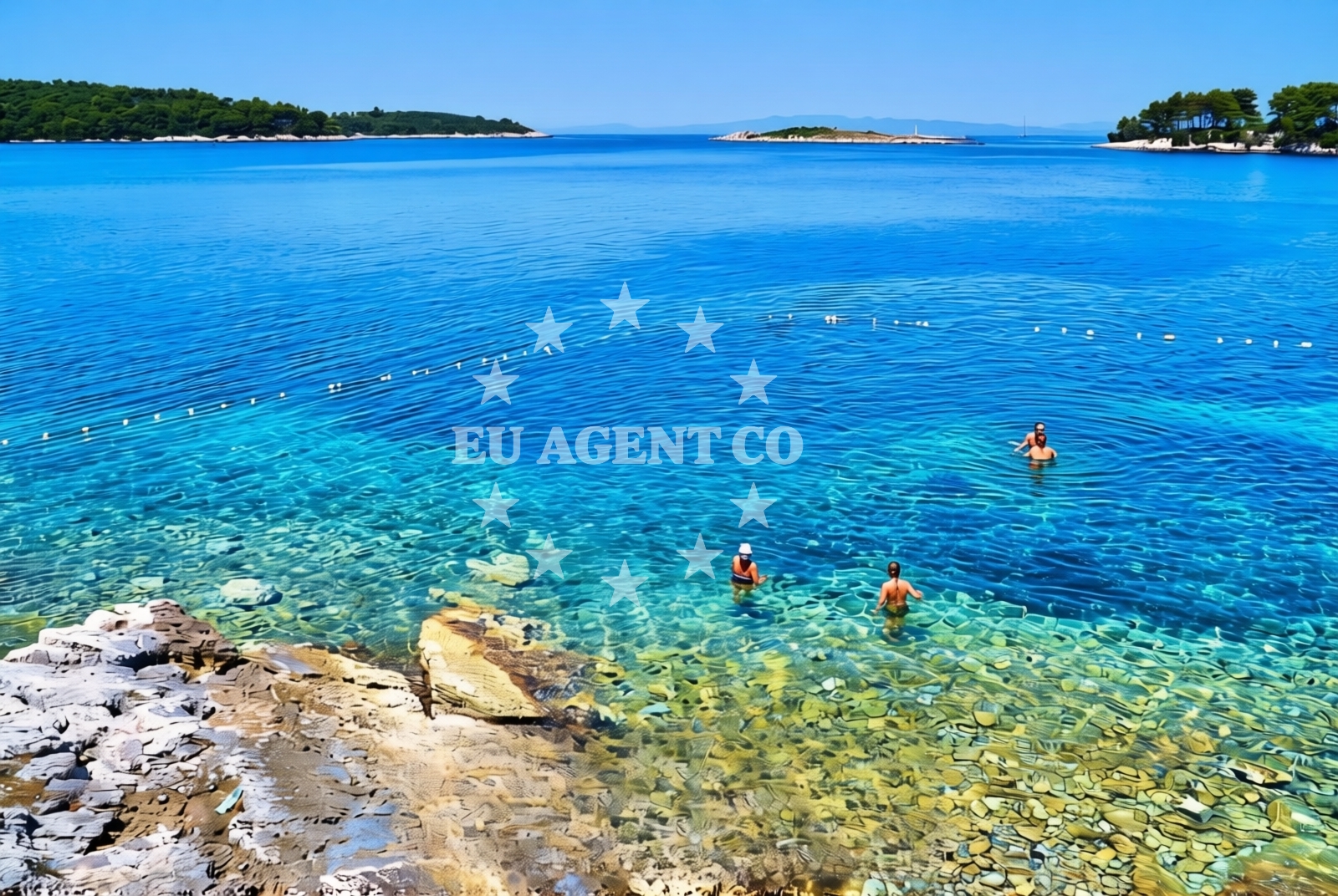 Shoreline and swimming area at Glavat: beaches and coves in Glavat