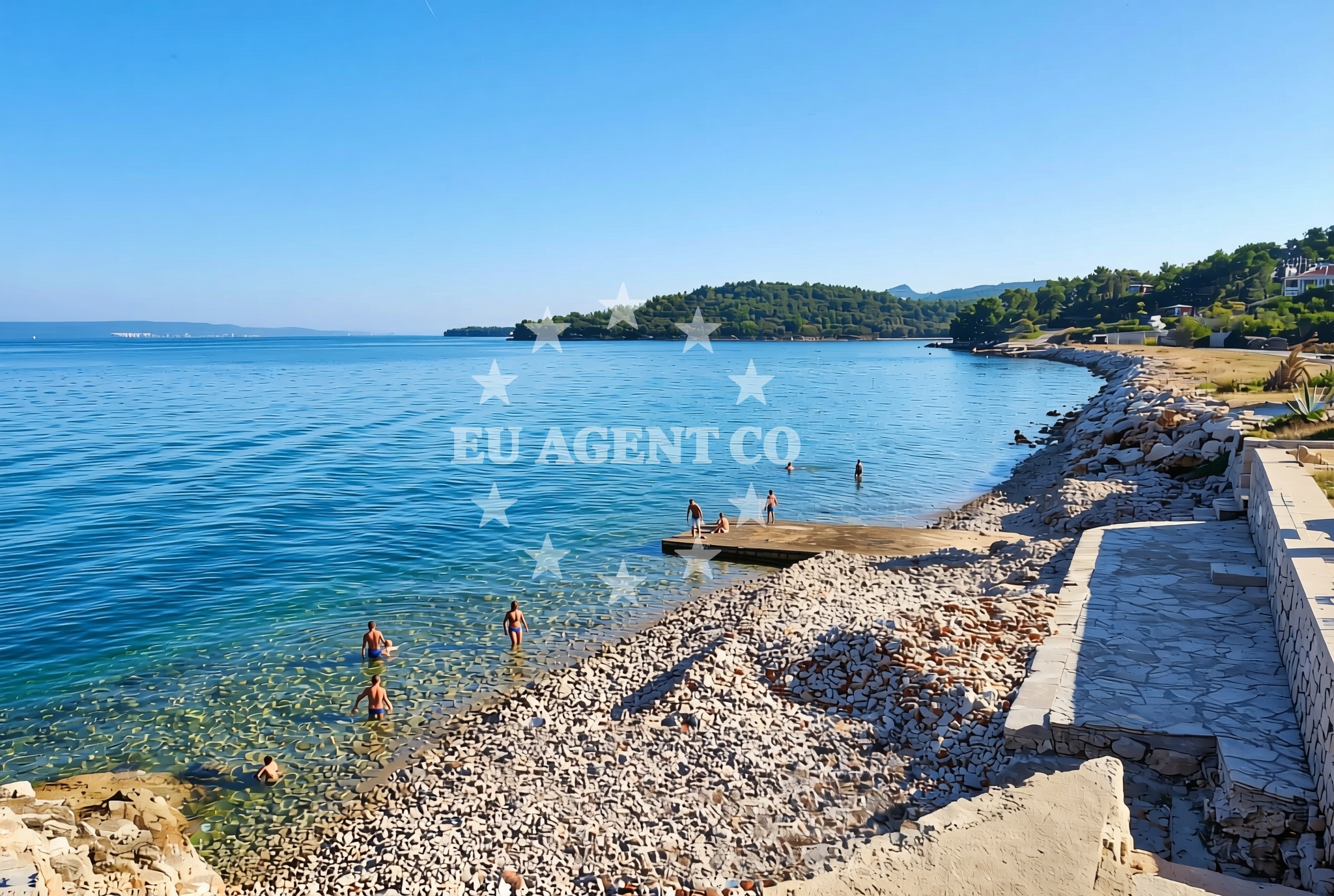 Sea and coastal view of Glavica, Kukljica (Ugljan) Beach in Glavica