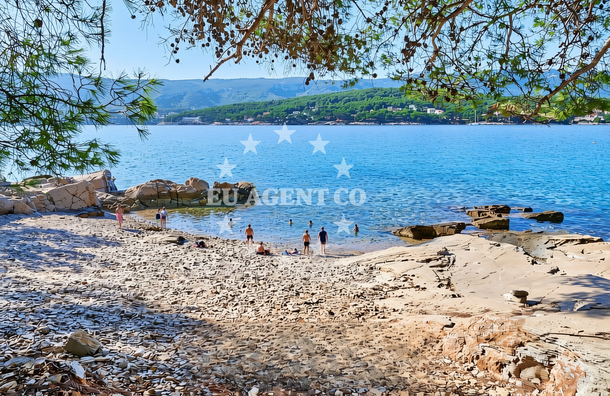 Shoreline and swimming area at Glavica, Vrboska (Hvar) Beach in Glavica