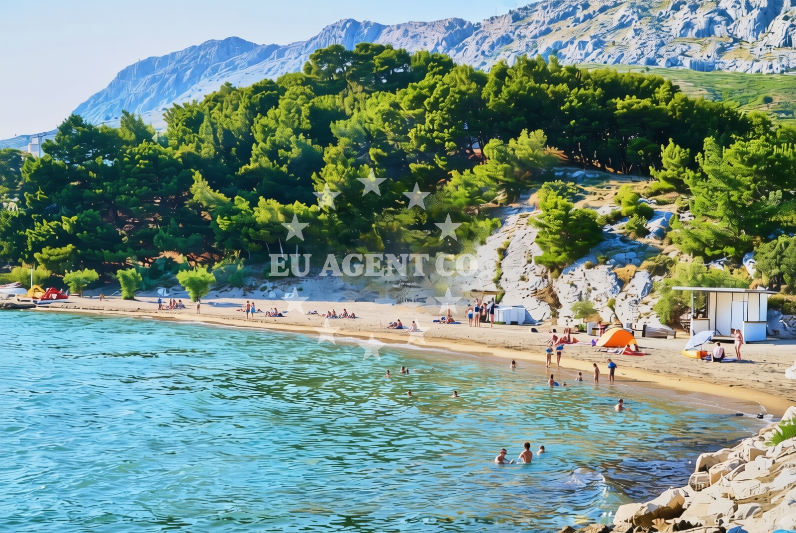 Shoreline and swimming area at Glavica zapad, Duće Beach in Glavica zapad