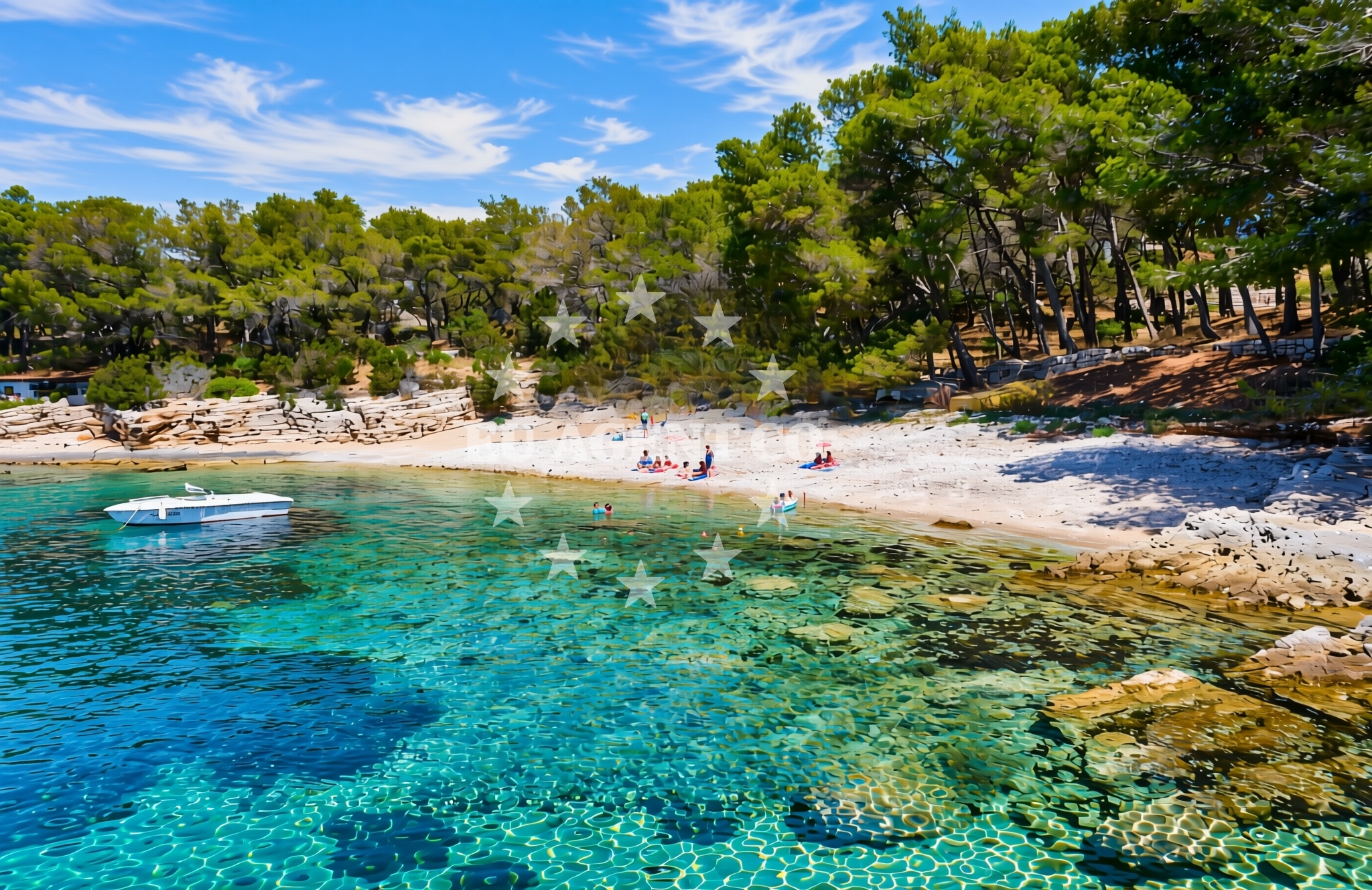 Shoreline and swimming area at Glavica, Žirje (Žirje) Beach in Glavica