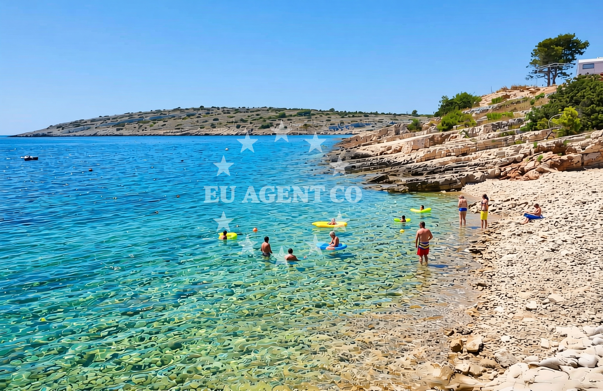 Sea and coastal view of Glavica, Žirje (Žirje) Beach in Glavica