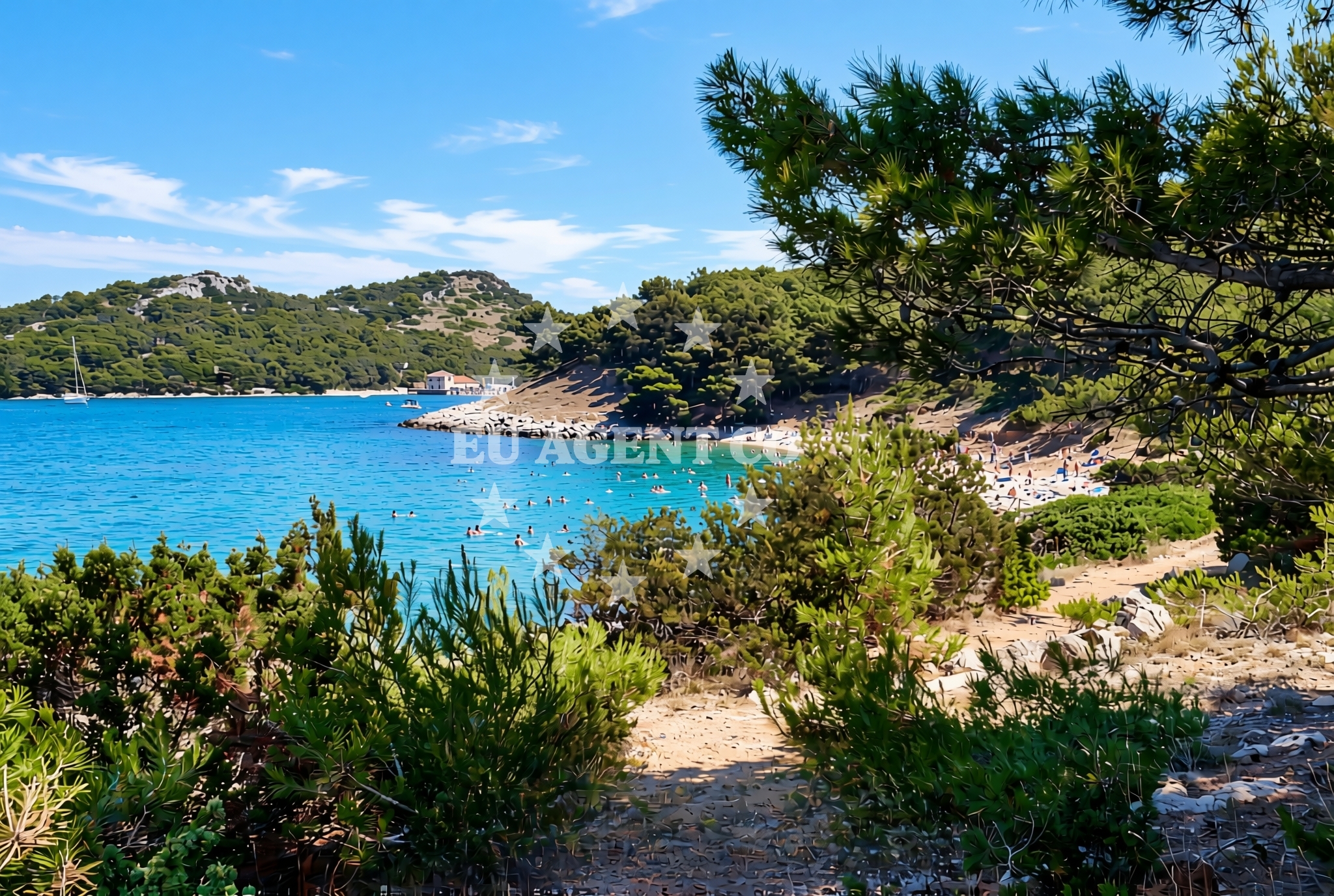 Shoreline and swimming area at Glavičina, Vrgada (Vrgada) Beach in Glavičina
