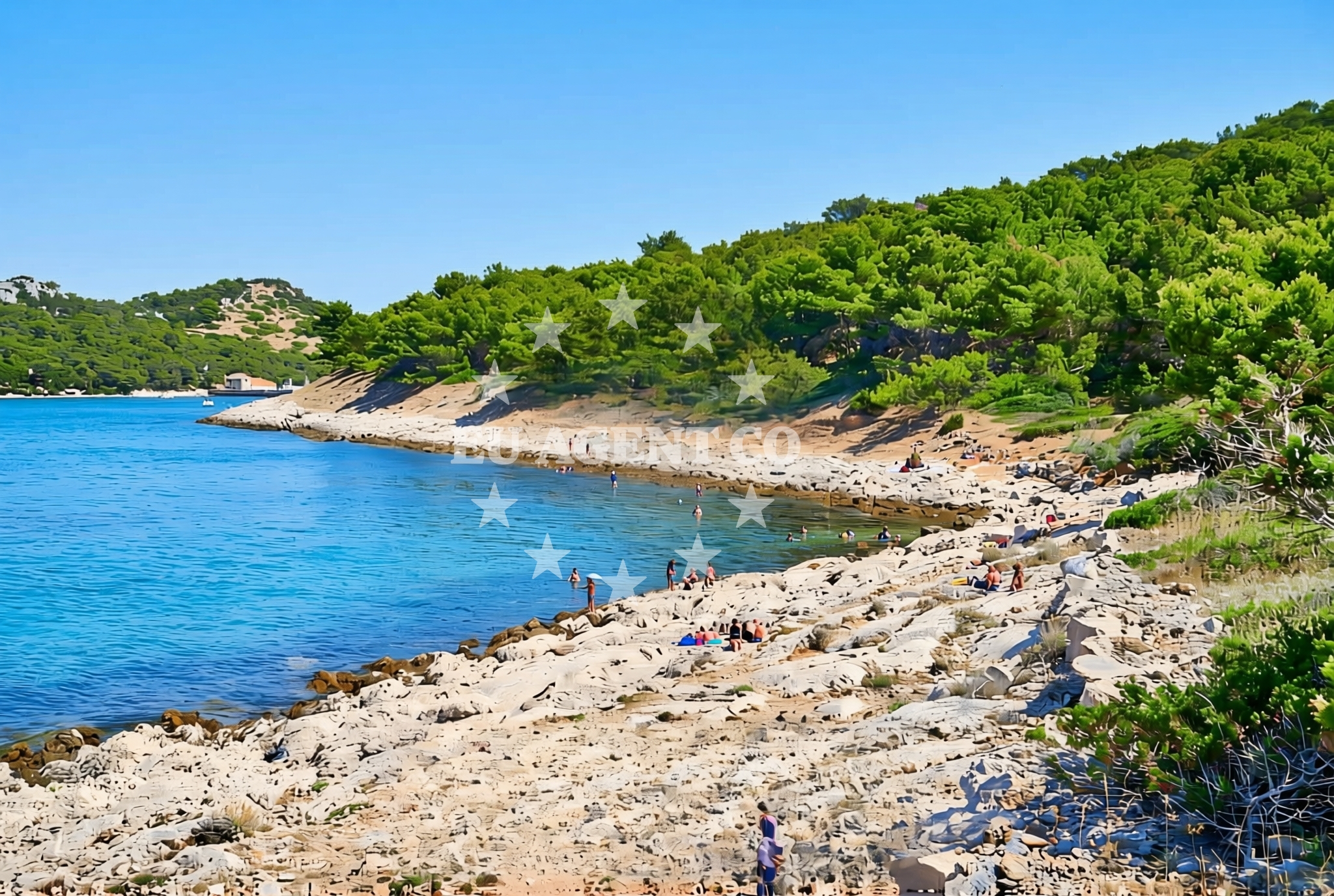 Sea and coastal view of Glavičina, Vrgada (Vrgada) Beach in Glavičina