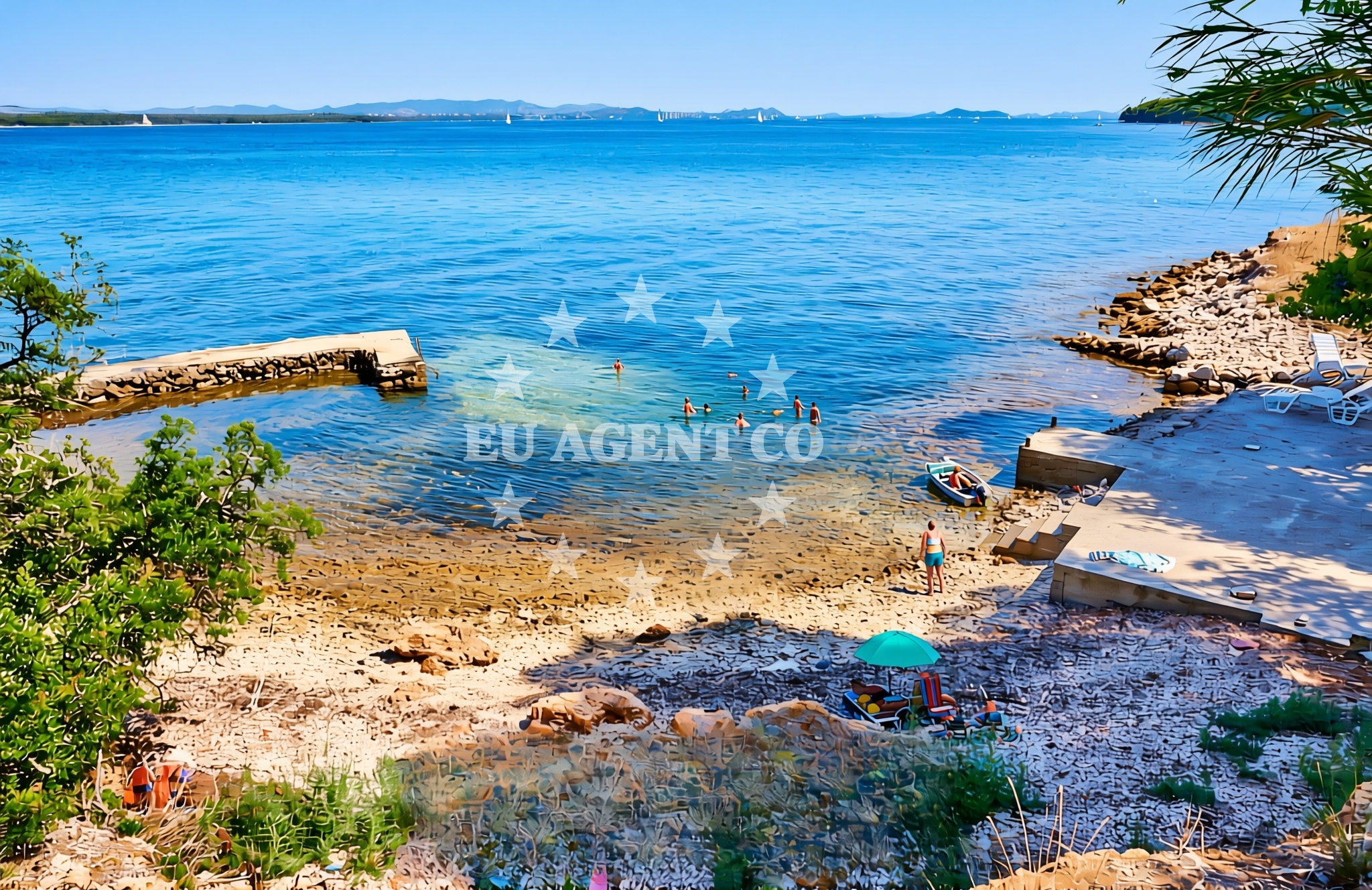 Overview of Glavičine istok, Tkon (Pašman) Beach in Glavičine istok