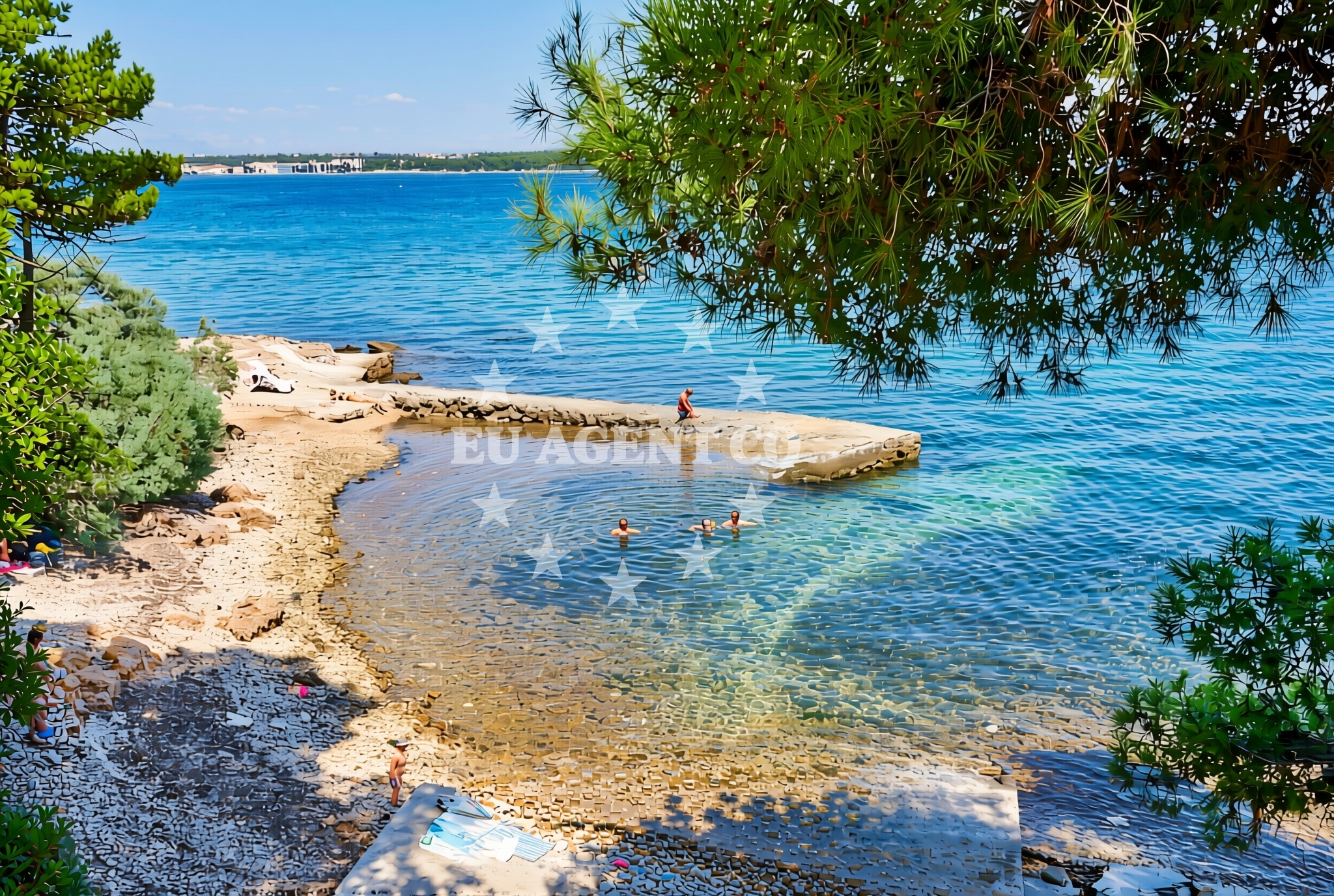 Sea and coastal view of Glavičine istok, Tkon (Pašman) Beach in Glavičine istok