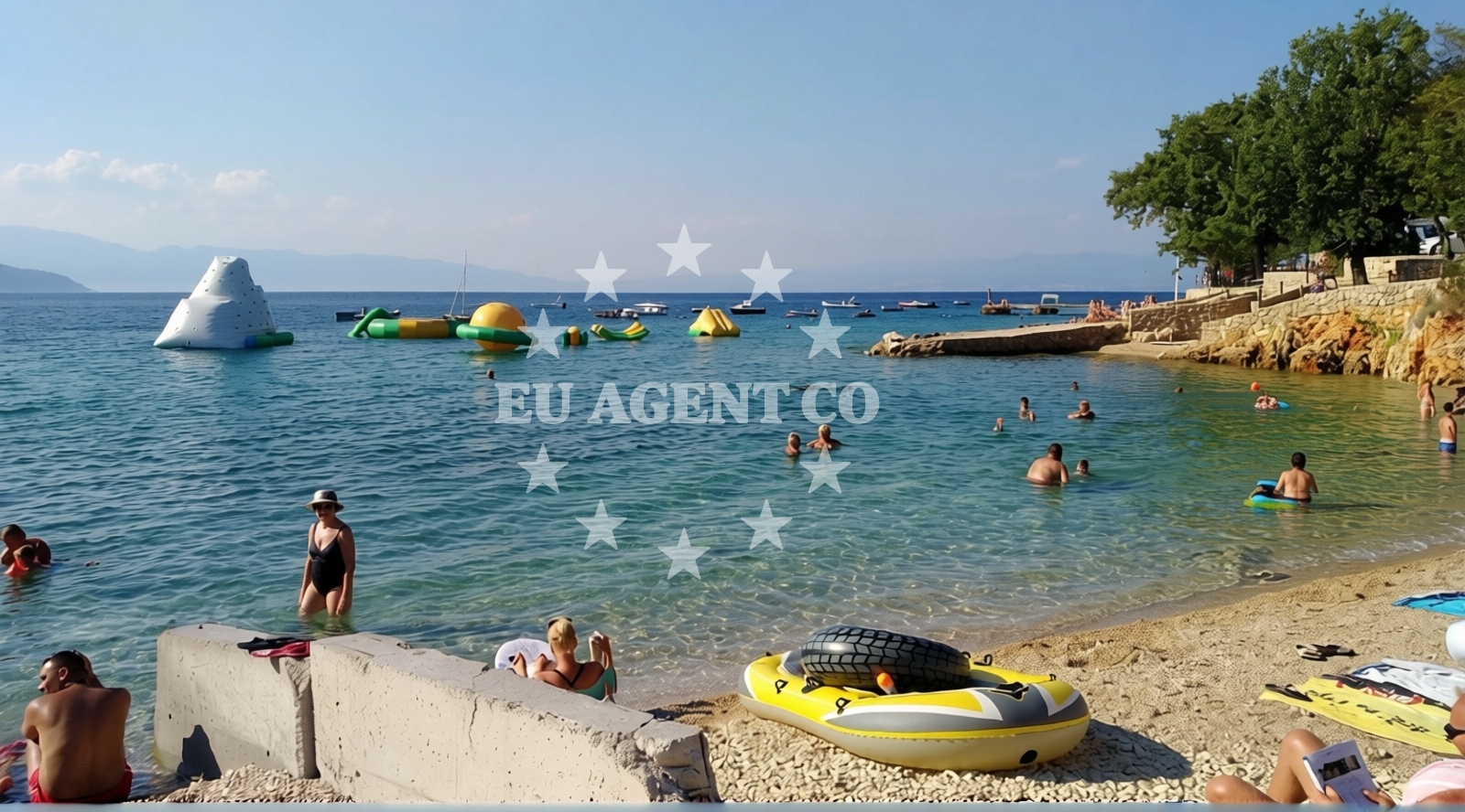 Shoreline and swimming area at Glavotok camp beach in Glavotok 4, Krk