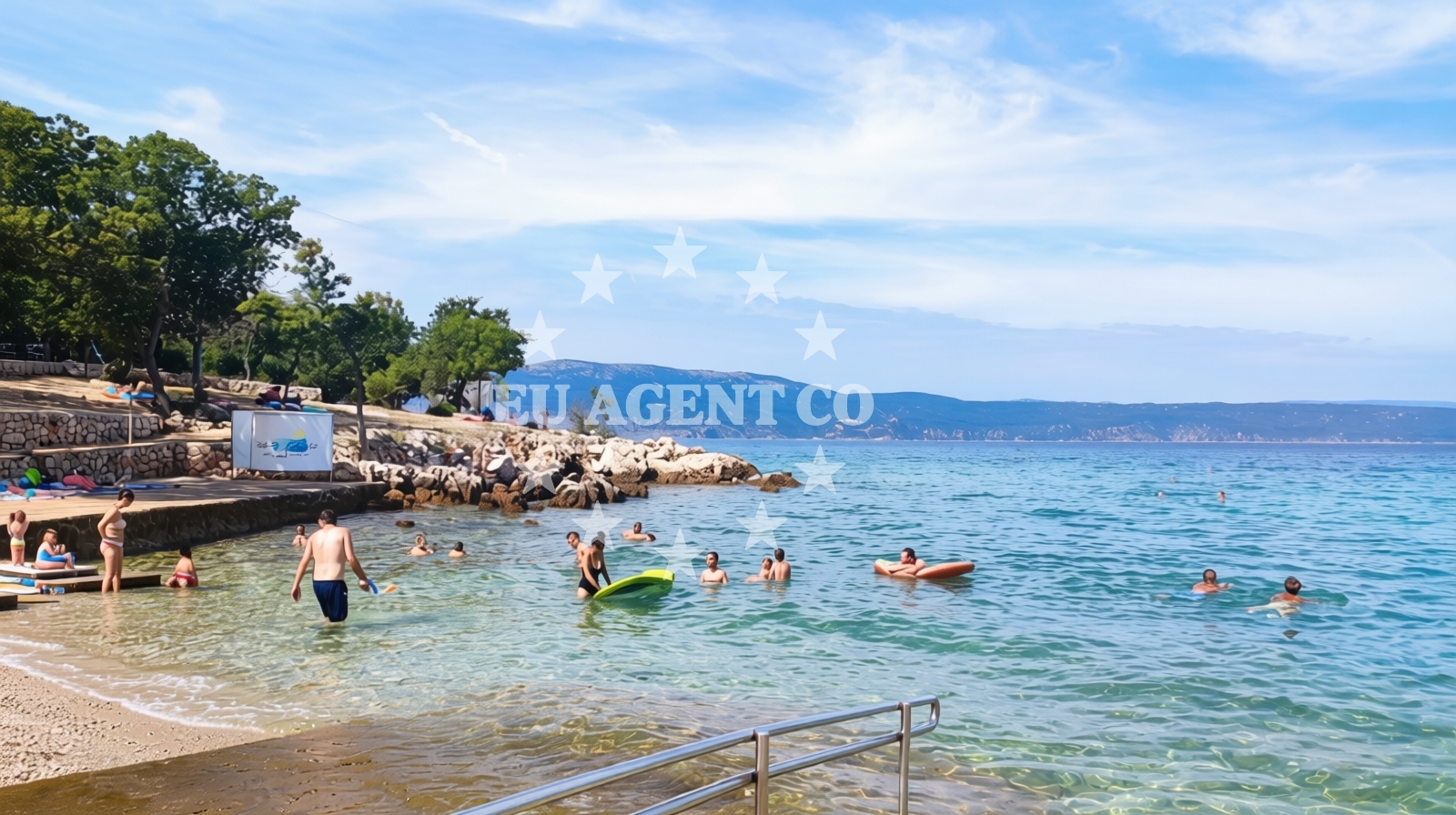 Sea and coastal view of Glavotok camp beach in Glavotok 4, Krk