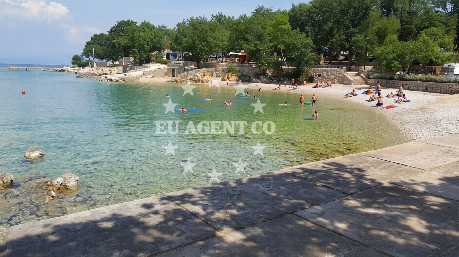 Beach facilities and surroundings at Glavotok camp beach in Glavotok 4, Krk