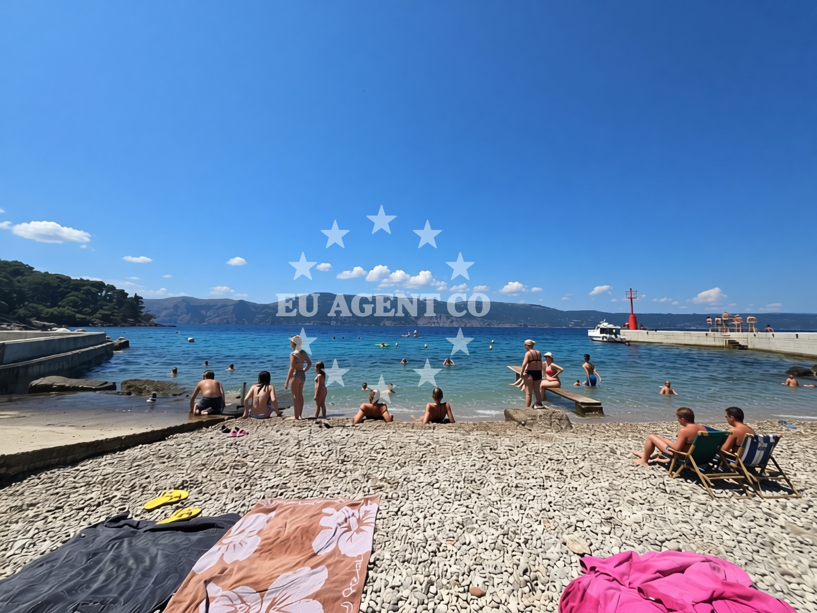 Sea and coastal view of Glavotok Port Beach in Glavotok 4, Krk