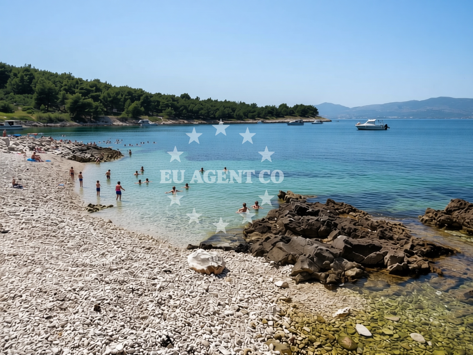 Sea and coastal view of Glorija beach in , Slatine