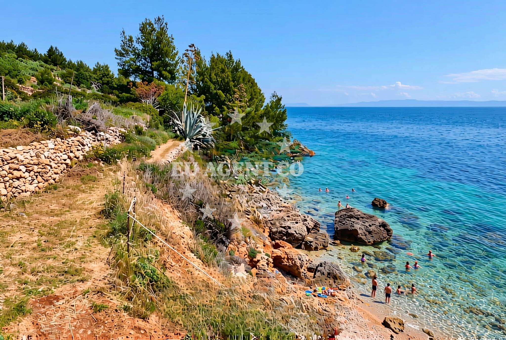 Beach facilities and surroundings at Gnjila, Gromin Dolac (Hvar) Beach in Gnjila