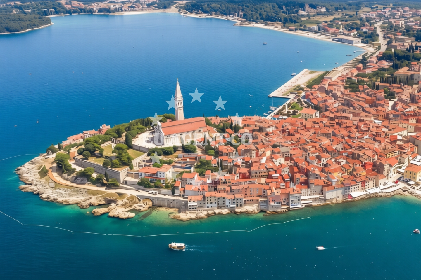 Sea and coastal view of Gogolandija beach in Cesta za Valaltu - Lim 35E, Rovinj