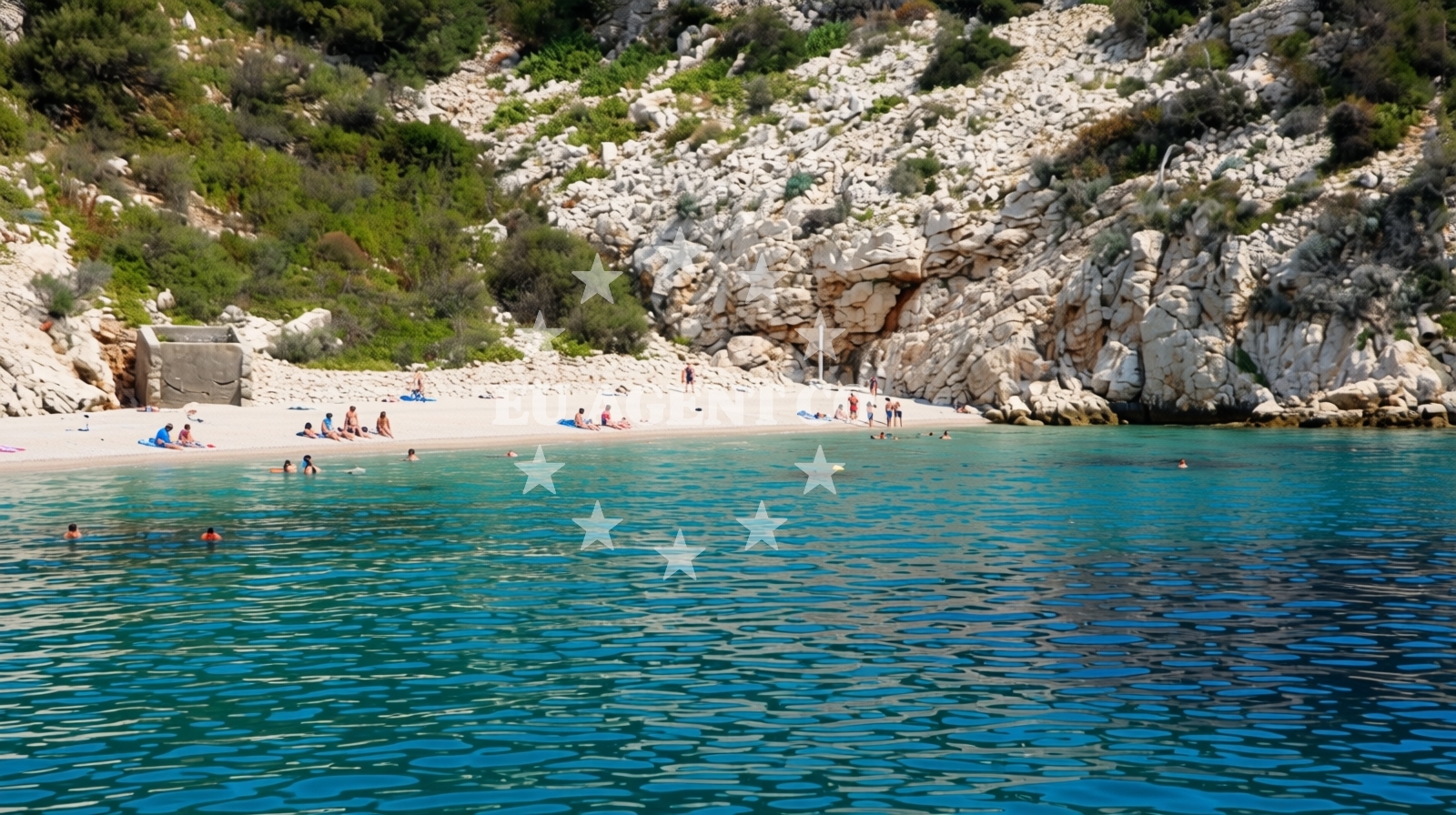 Sea and coastal view of Goli otok in 563 Lopar, Lopar