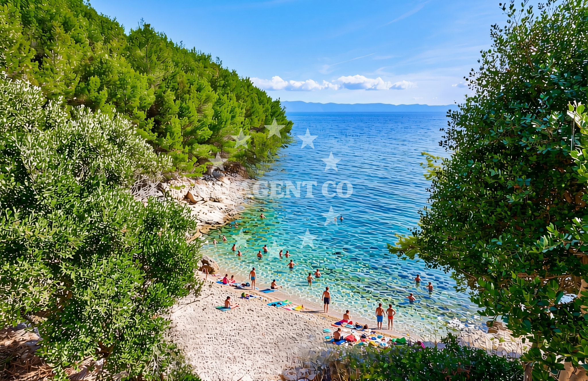 Shoreline and swimming area at Golubinka Bay in 187, Zastražišće