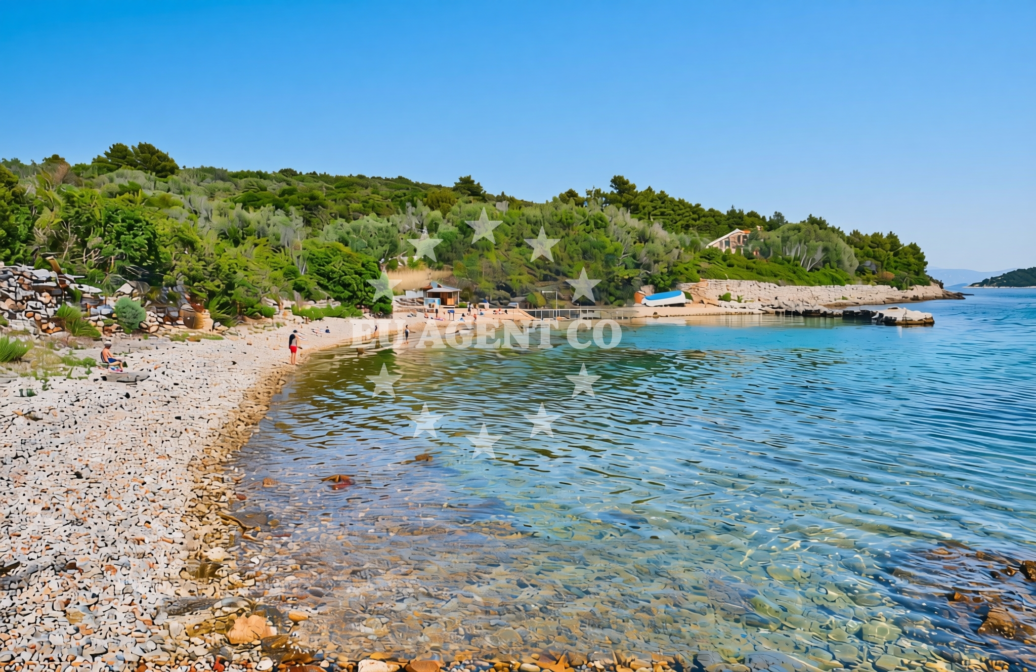 Shoreline and swimming area at Golubovac, Rava (Rava) Beach in Golubovac