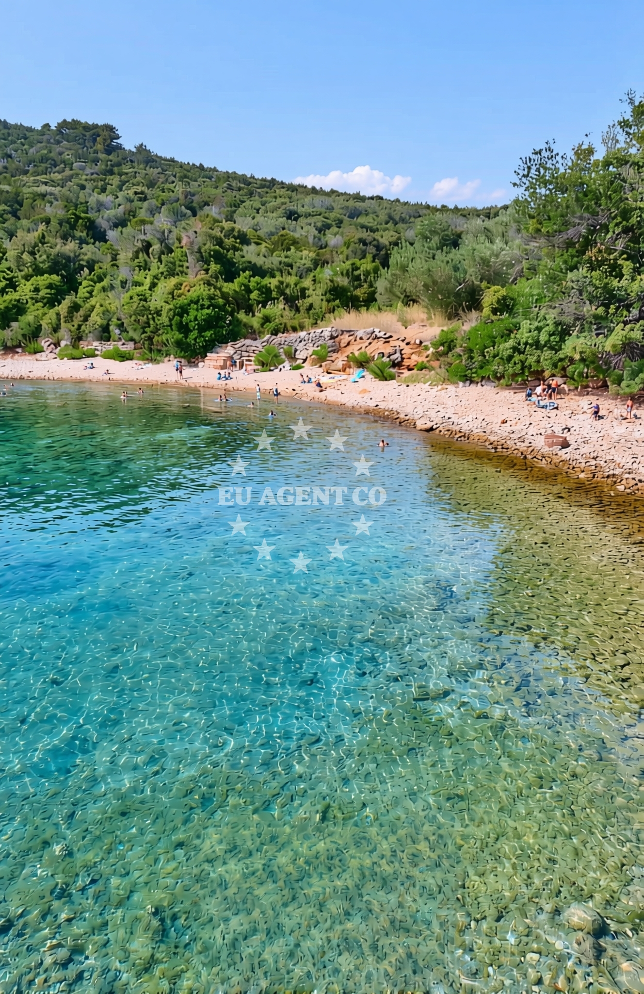 Sea and coastal view of Golubovac, Rava (Rava) Beach in Golubovac