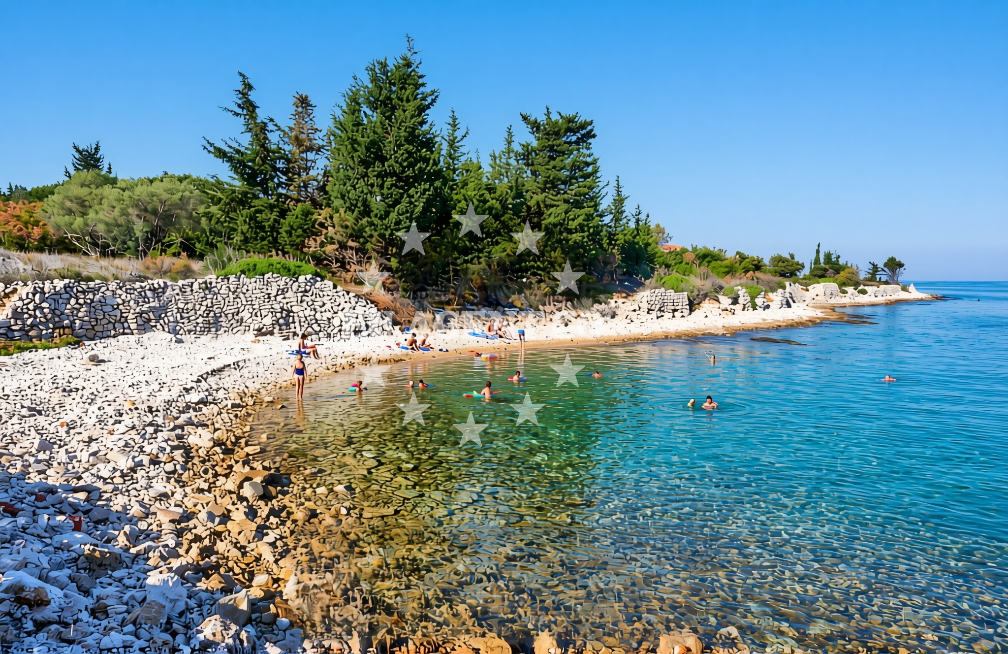 Overview of Gorica, Sutomišćica (Ugljan) Beach in Gorica