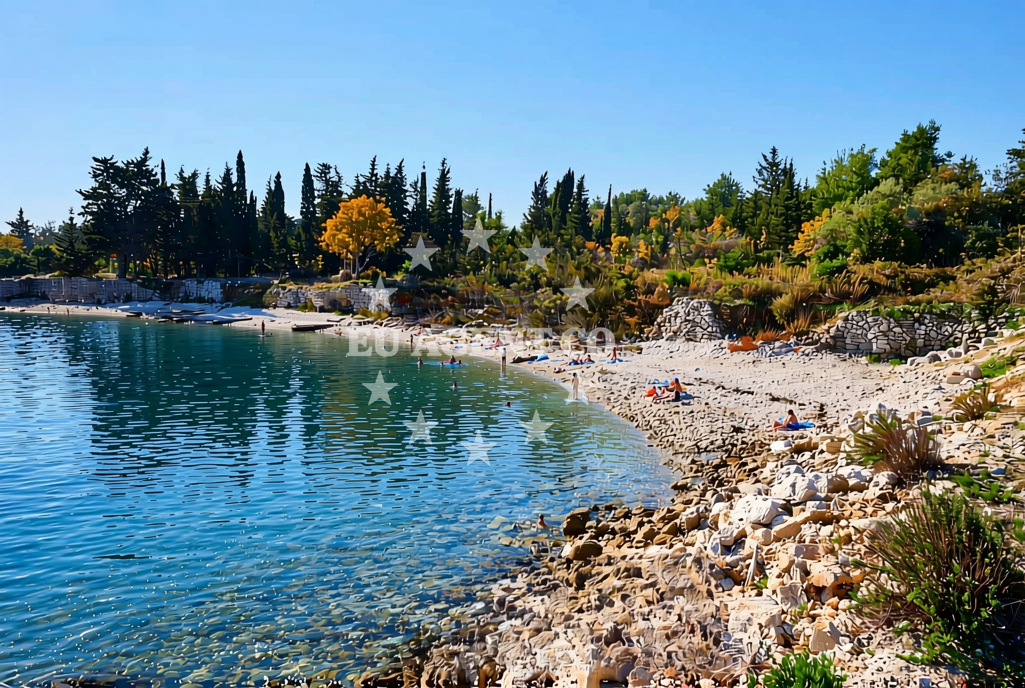 Sea and coastal view of Gorica, Sutomišćica (Ugljan) Beach in Gorica