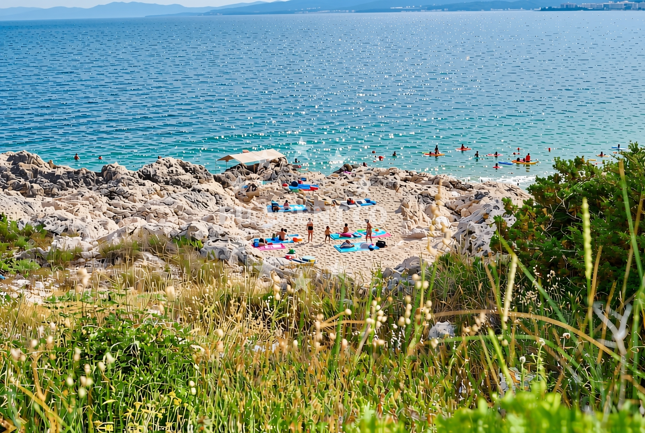Sea and coastal view of Goričina, Kupari Beach in Goričina