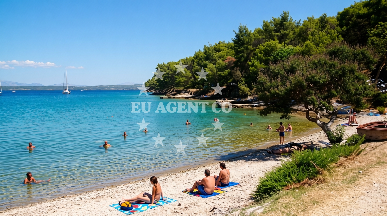 Shoreline and swimming area at Gornja Krusica beach in Obala Krušice 67 (Gornja Krušica), Stomorska