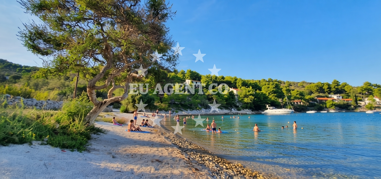 Beach facilities and surroundings at Gornja Krusica beach in Obala Krušice 67 (Gornja Krušica), Stomorska