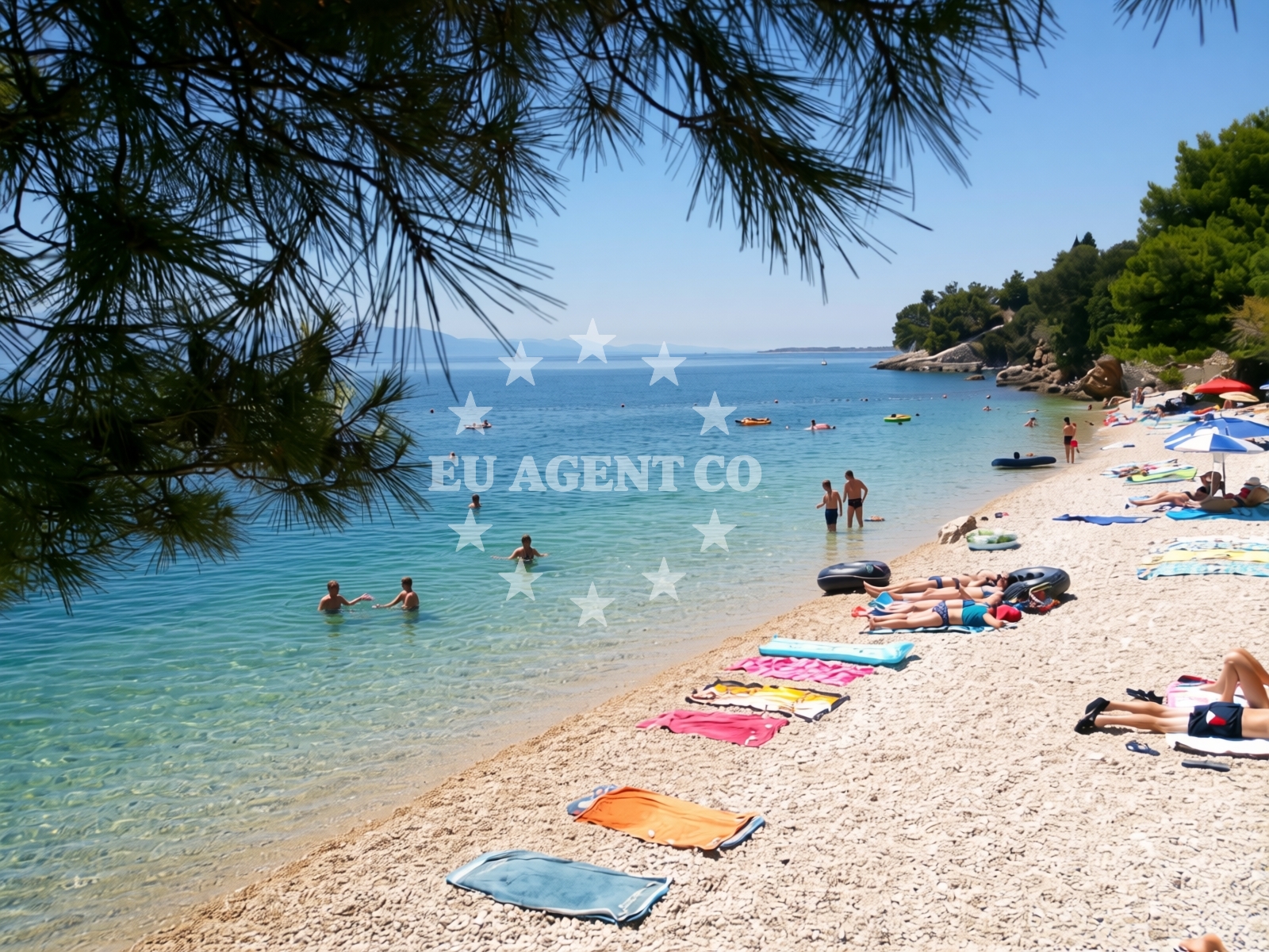Beach facilities and surroundings at Gornja Vala in , Drvenik