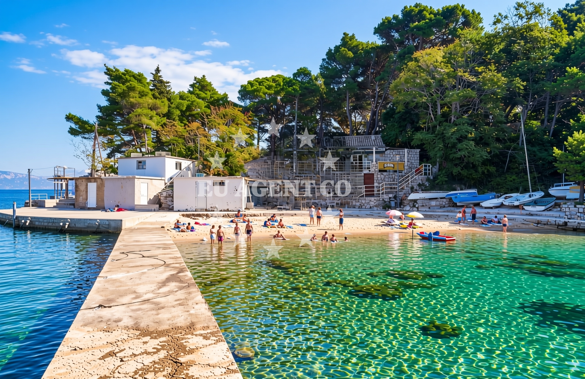 Shoreline and swimming area at Gornje Čelo, Koločep (Koločep) Beach in Gornje Čelo