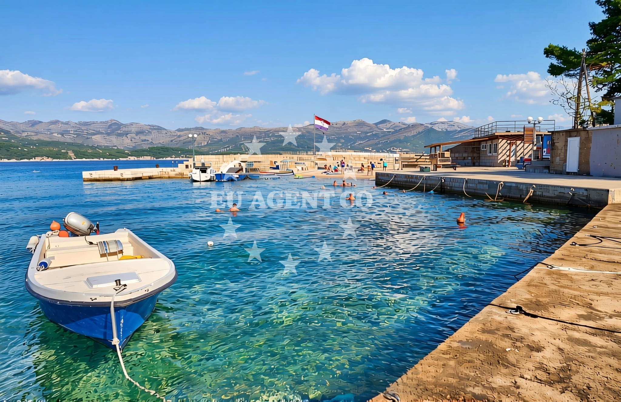 Beach facilities and surroundings at Gornje Čelo, Koločep (Koločep) Beach in Gornje Čelo