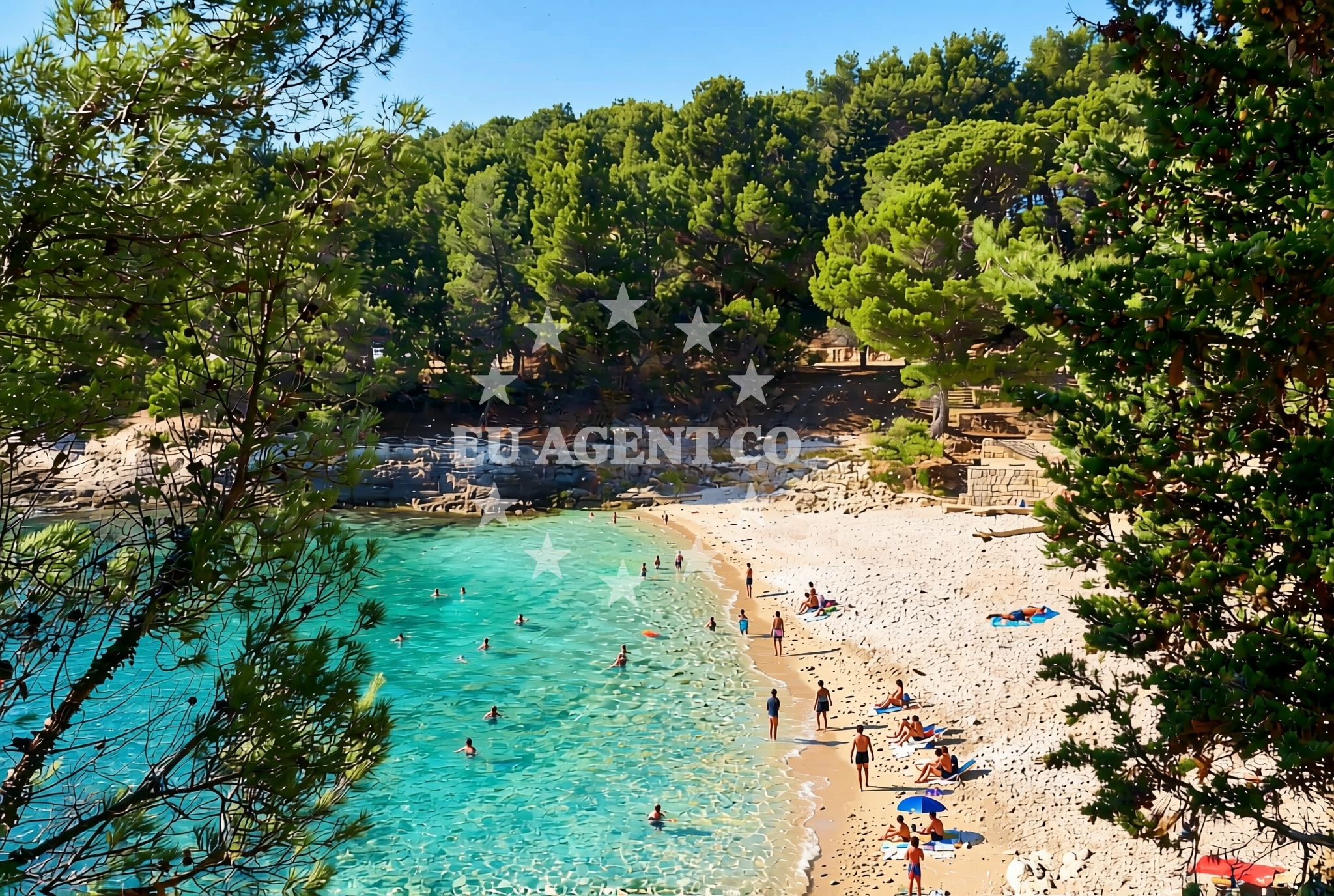 Beach facilities and surroundings at Gortanova uvala, Pula Beach in Gortanova uvala