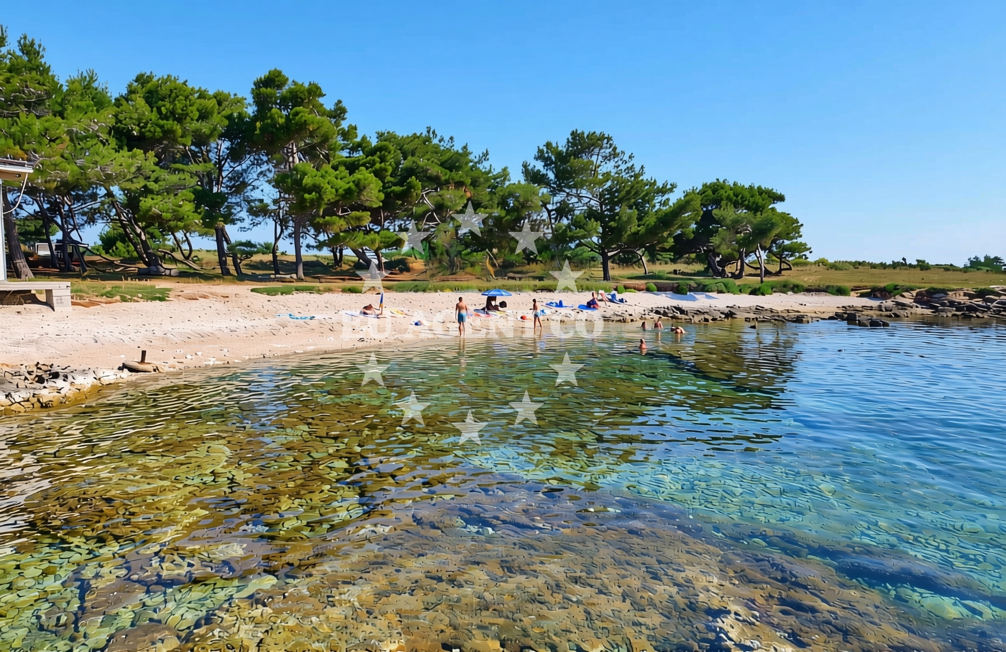 Shoreline and swimming area at Gospa od Kuj istok, Ližnjan Beach in Gospa od Kuj istok