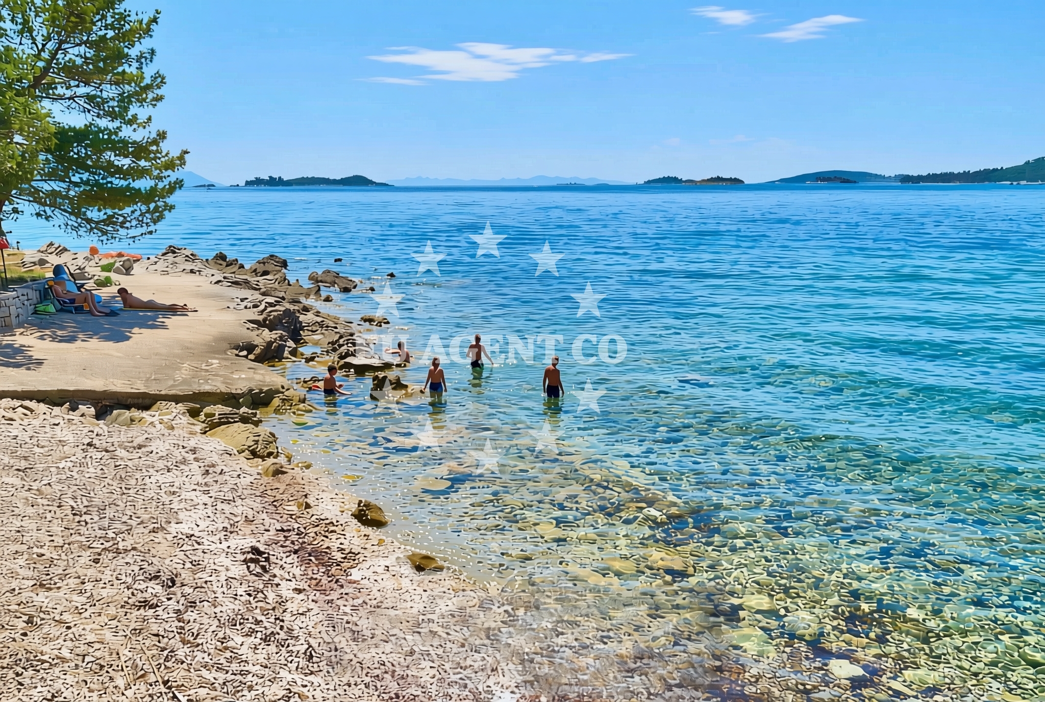 Sea and coastal view of Gospe od Karmena, Orebić Beach in Gospe od Karmena