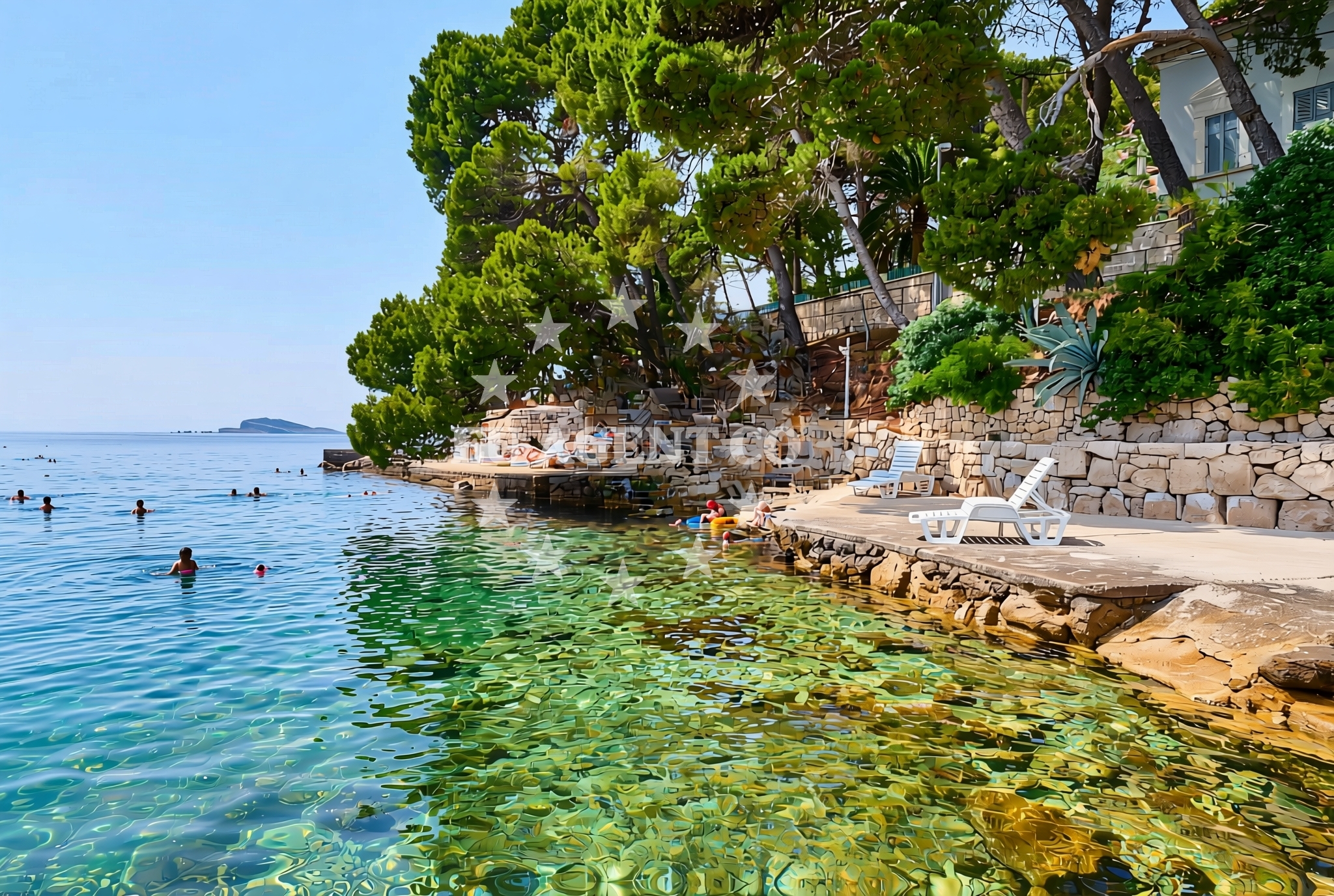 Sea and coastal view of Gospe od Sniga, Cavtat Beach in Gospe od Sniga