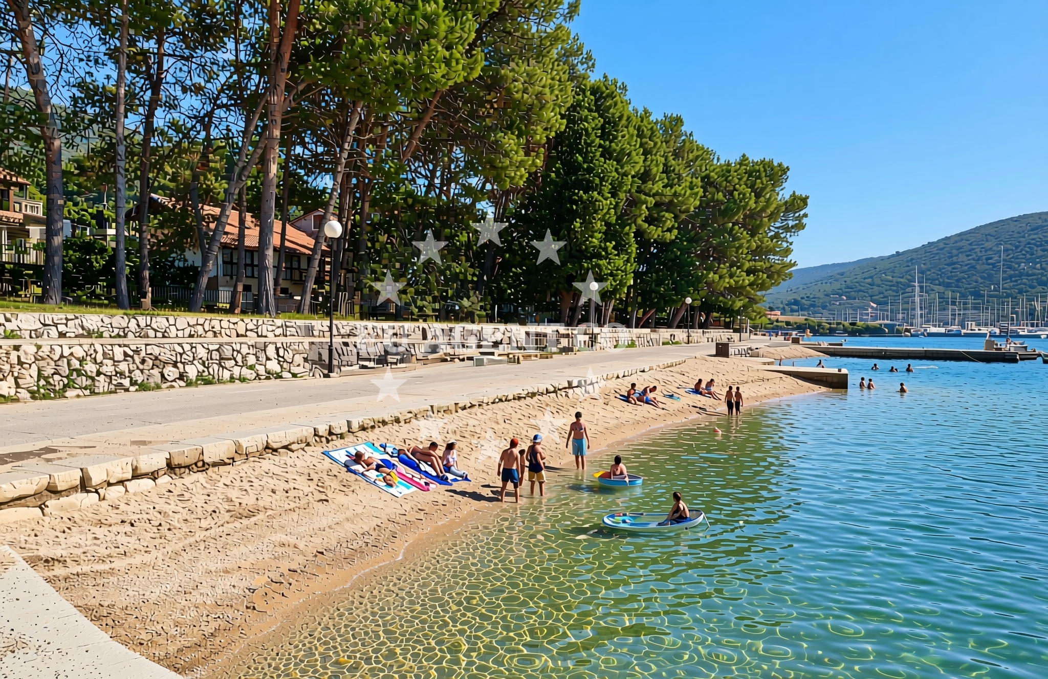 Shoreline and swimming area at Grabar, Cres (Cres) Beach in Grabar