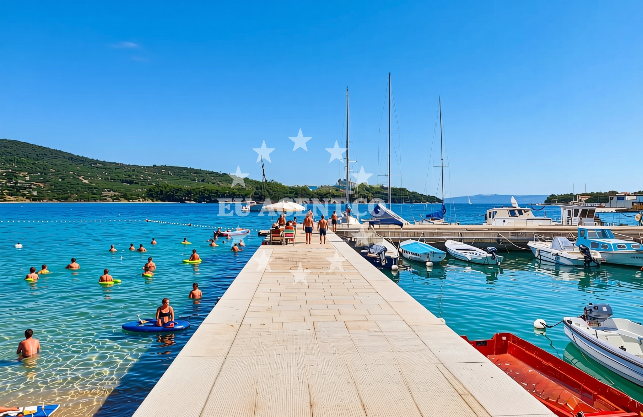 Sea and coastal view of Grabar, Cres (Cres) Beach in Grabar