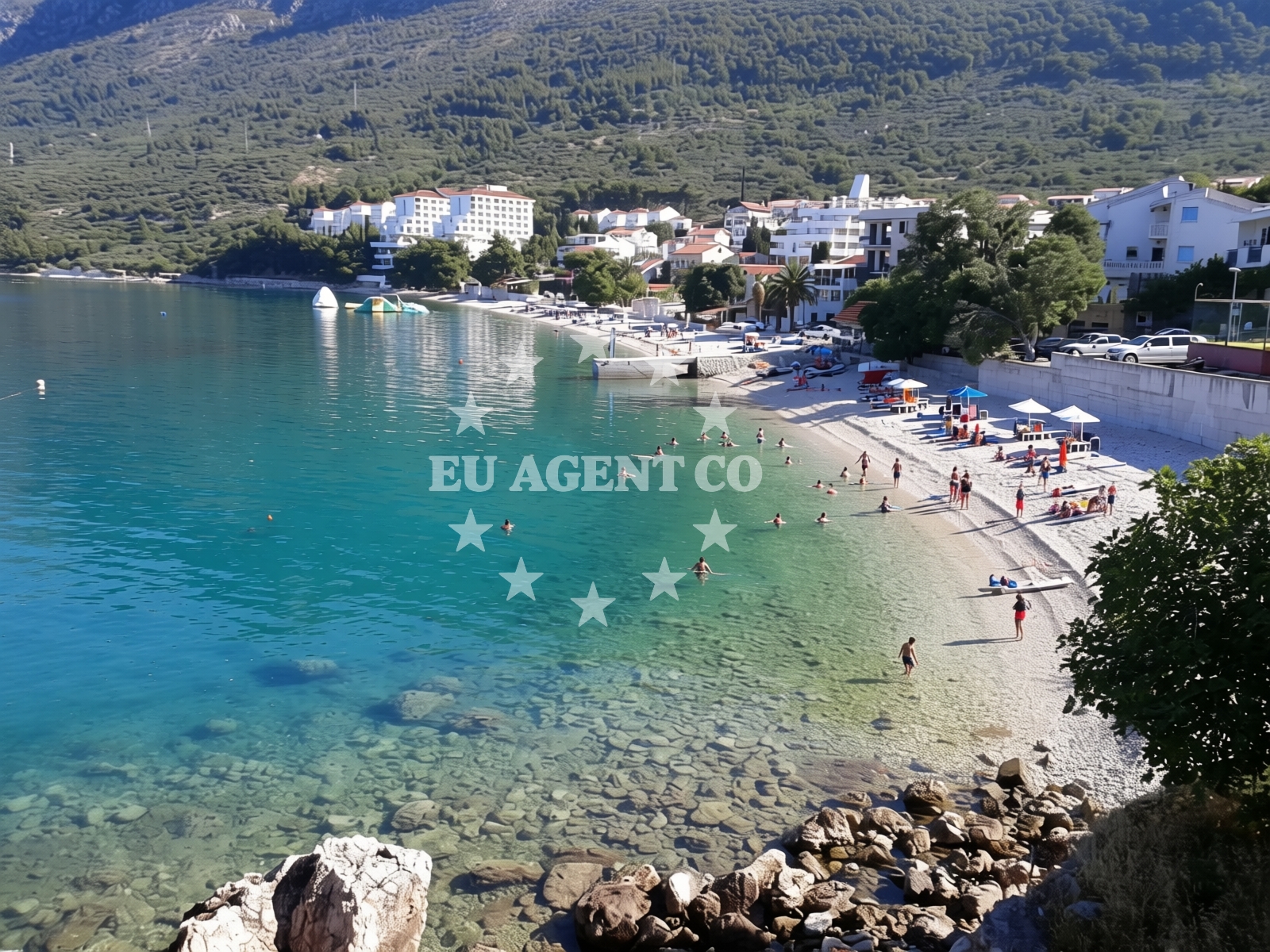 Beach facilities and surroundings at Gradac beach in , Gradac