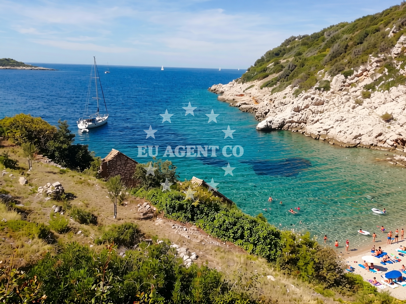 Overview of Gradac beach in dol 8, Vis