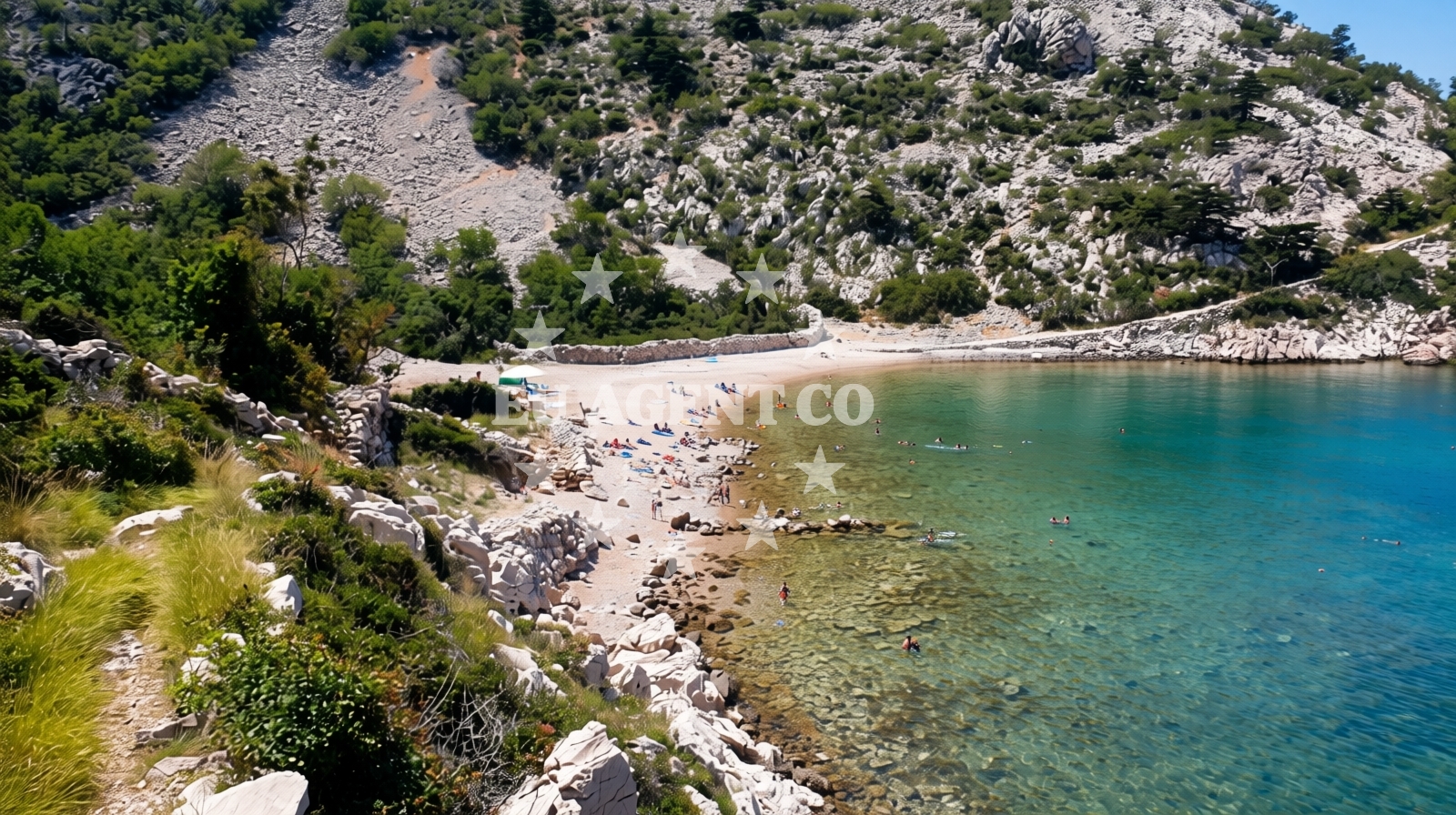 Shoreline and swimming area at Gradina Beach in Starigrad 29b, Starigrad
