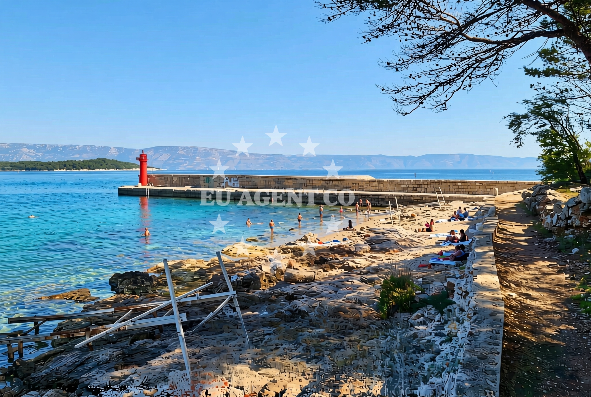 Shoreline and swimming area at Gradina (dog beach), Jelsa (Hvar) Beach in Gradina (plaža za pse)