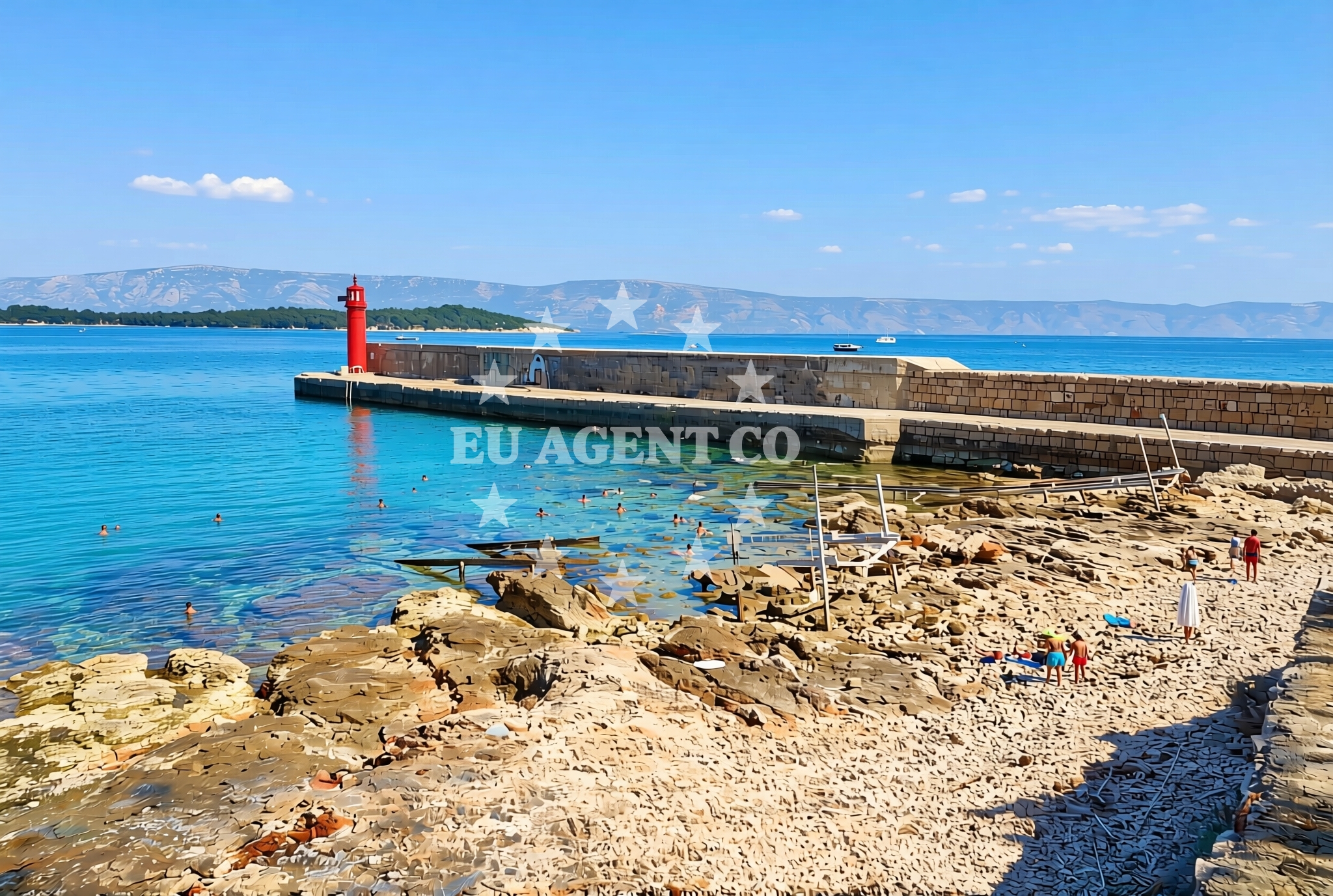 Sea and coastal view of Gradina (dog beach), Jelsa (Hvar) Beach in Gradina (plaža za pse)