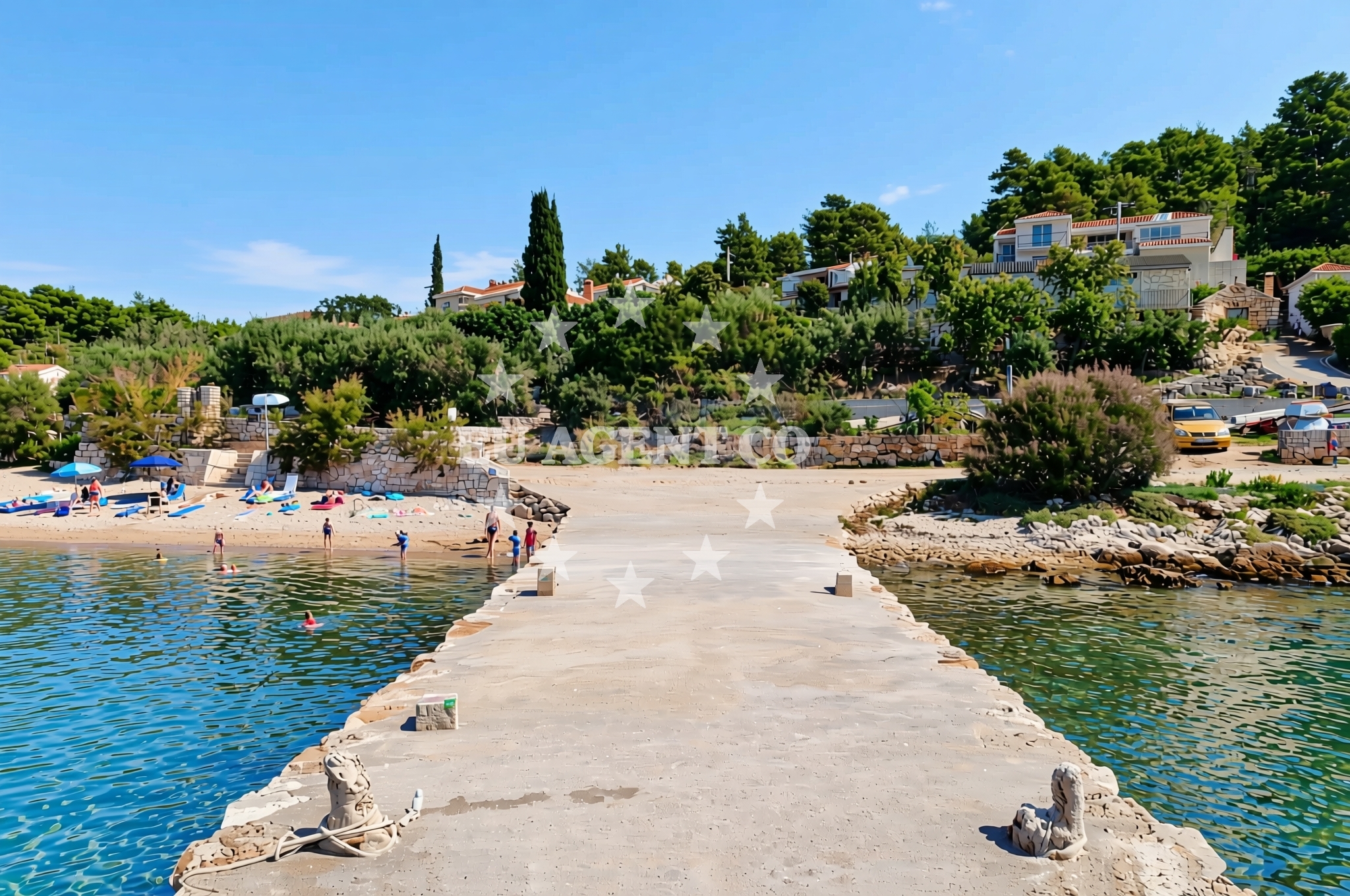 Sea and coastal view of Gradina istok, Vela Luka (Korčula) Beach in Gradina istok
