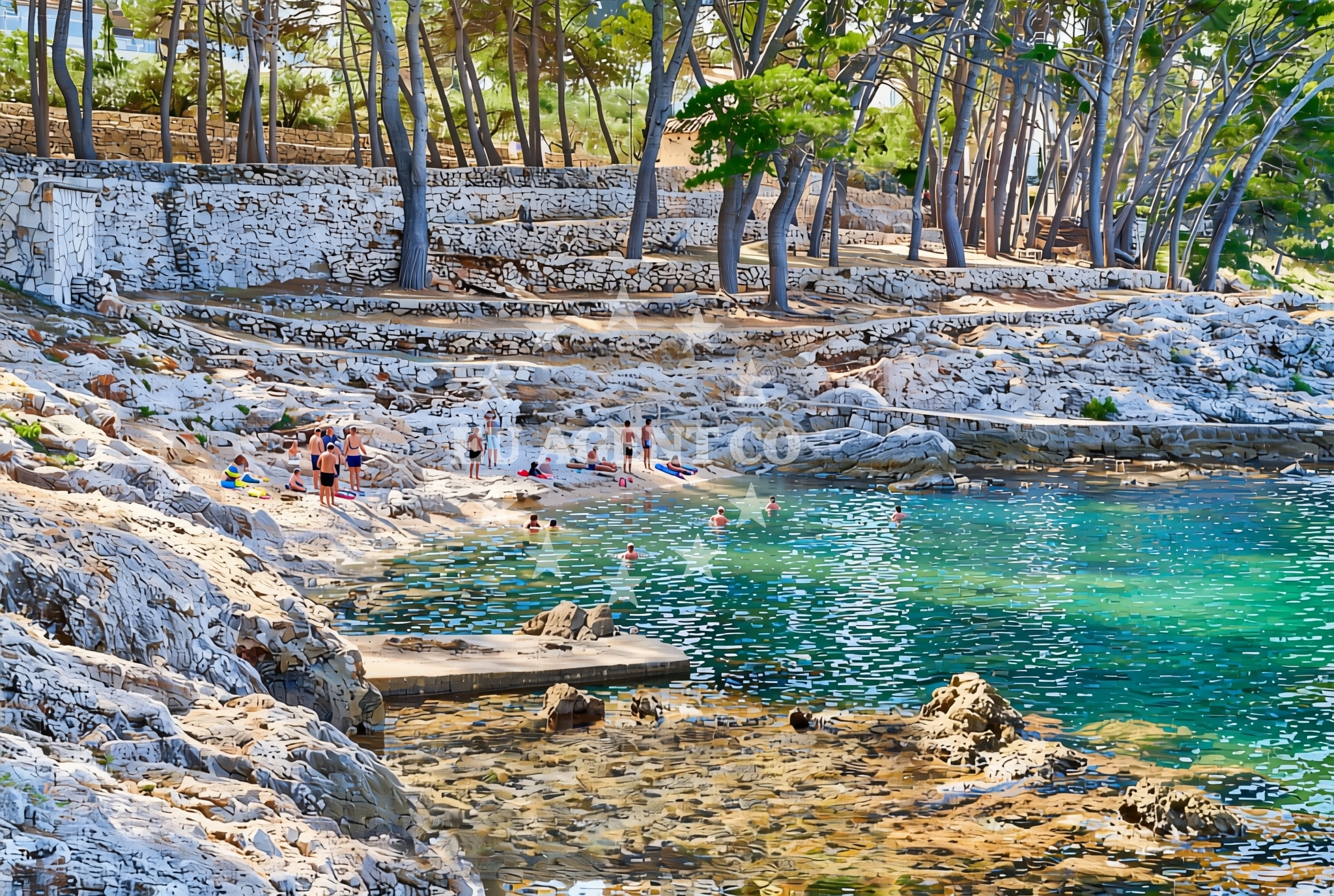Sea and coastal view of Gradina, Jelsa (Hvar) Beach in Gradina