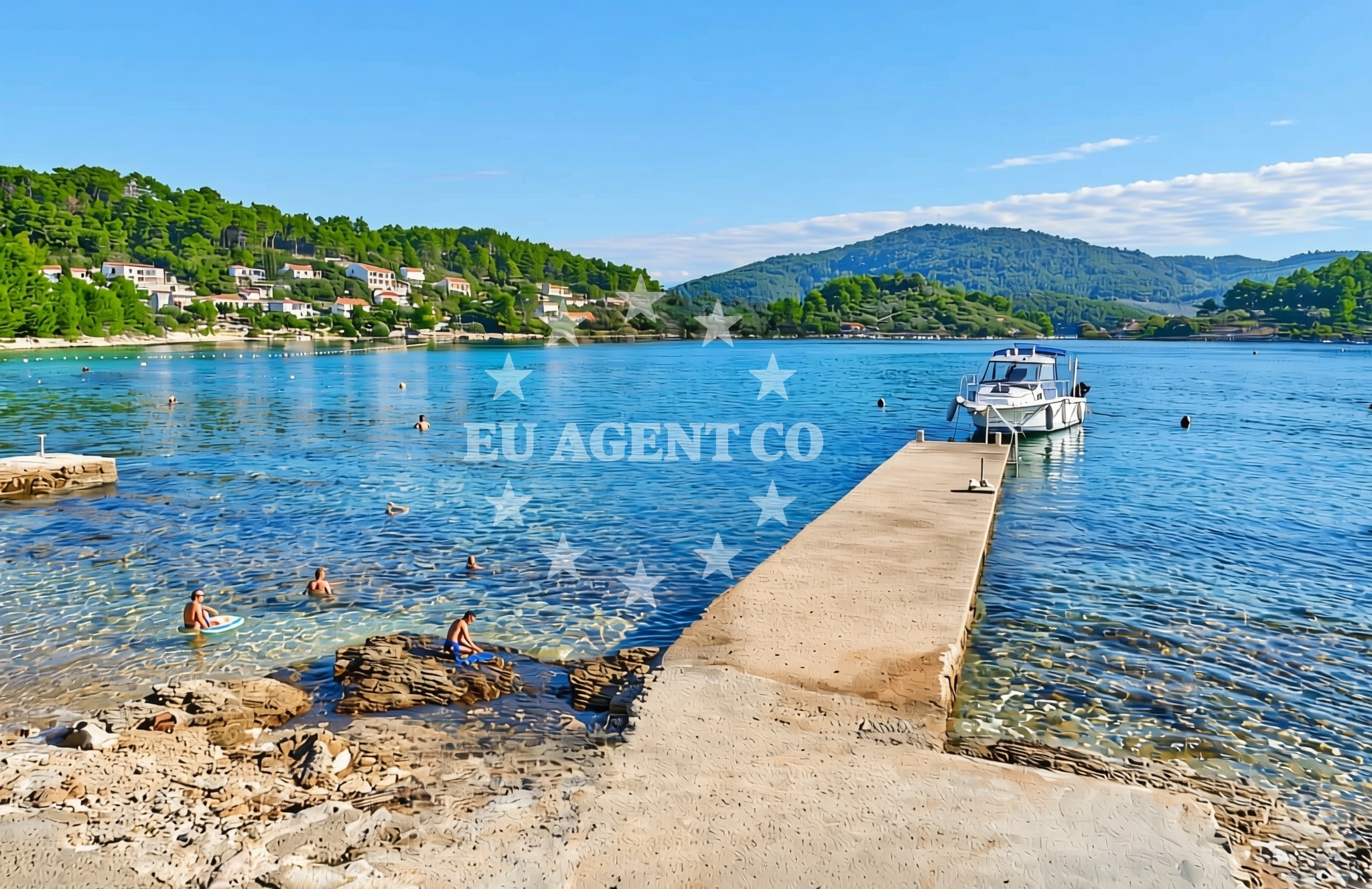 Shoreline and swimming area at Gradina zapad, Vela Luka (Korčula) Beach in Gradina zapad