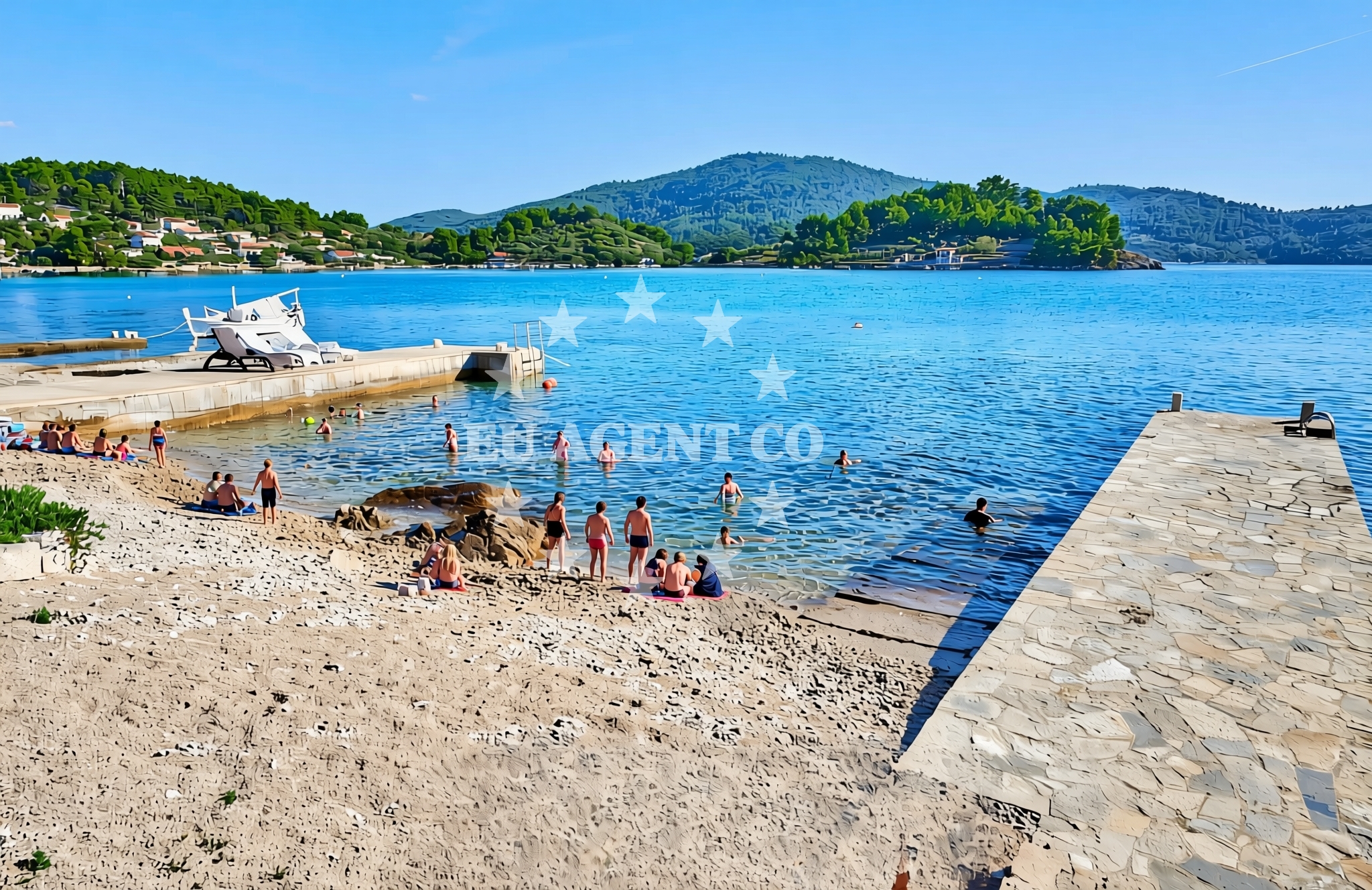 Sea and coastal view of Gradina zapad, Vela Luka (Korčula) Beach in Gradina zapad