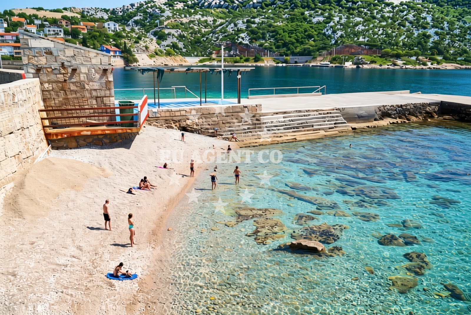 Shoreline and swimming area at Gradska plaža, Karlobag Beach in Gradska plaža