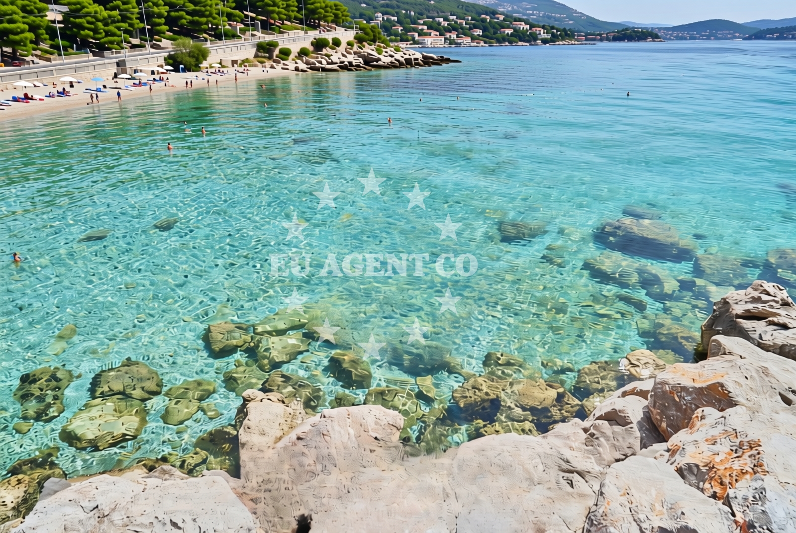 Sea and coastal view of Gradska plaža, Karlobag Beach in Gradska plaža